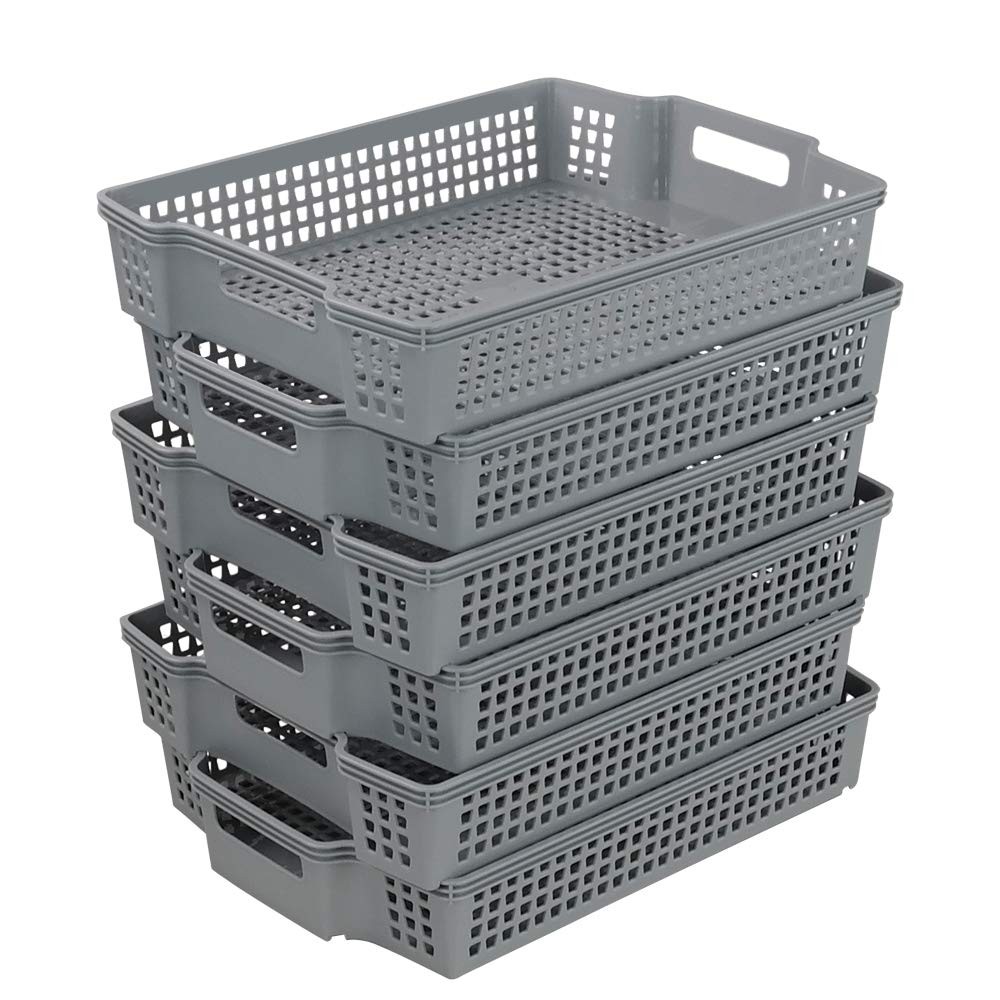 6 PCS Plastic A4 Paper Organizer Tray Stackable File Document Letter Basket
