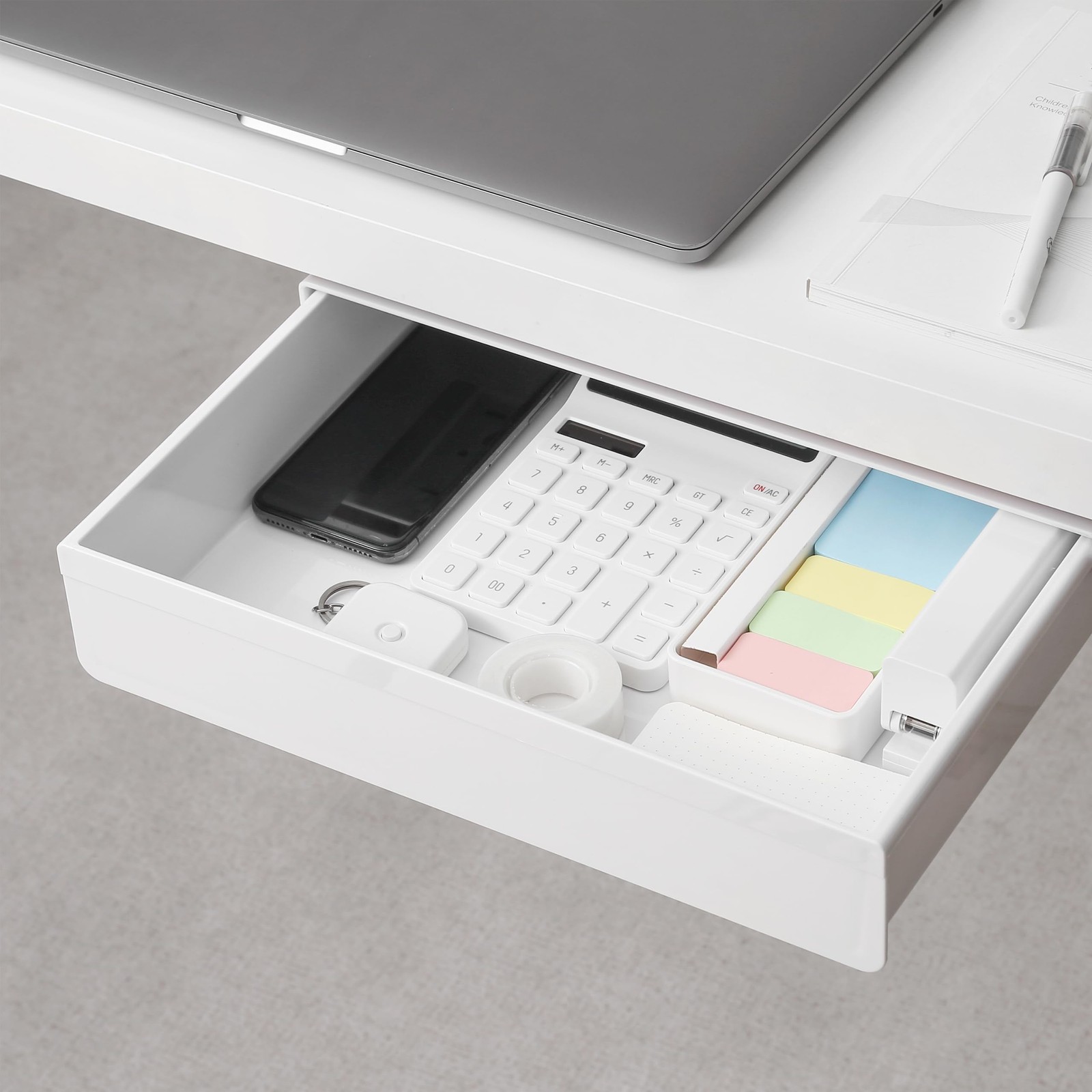 AirTaxiing Under Desk Drawer – Super Large Table Hidden Large, White