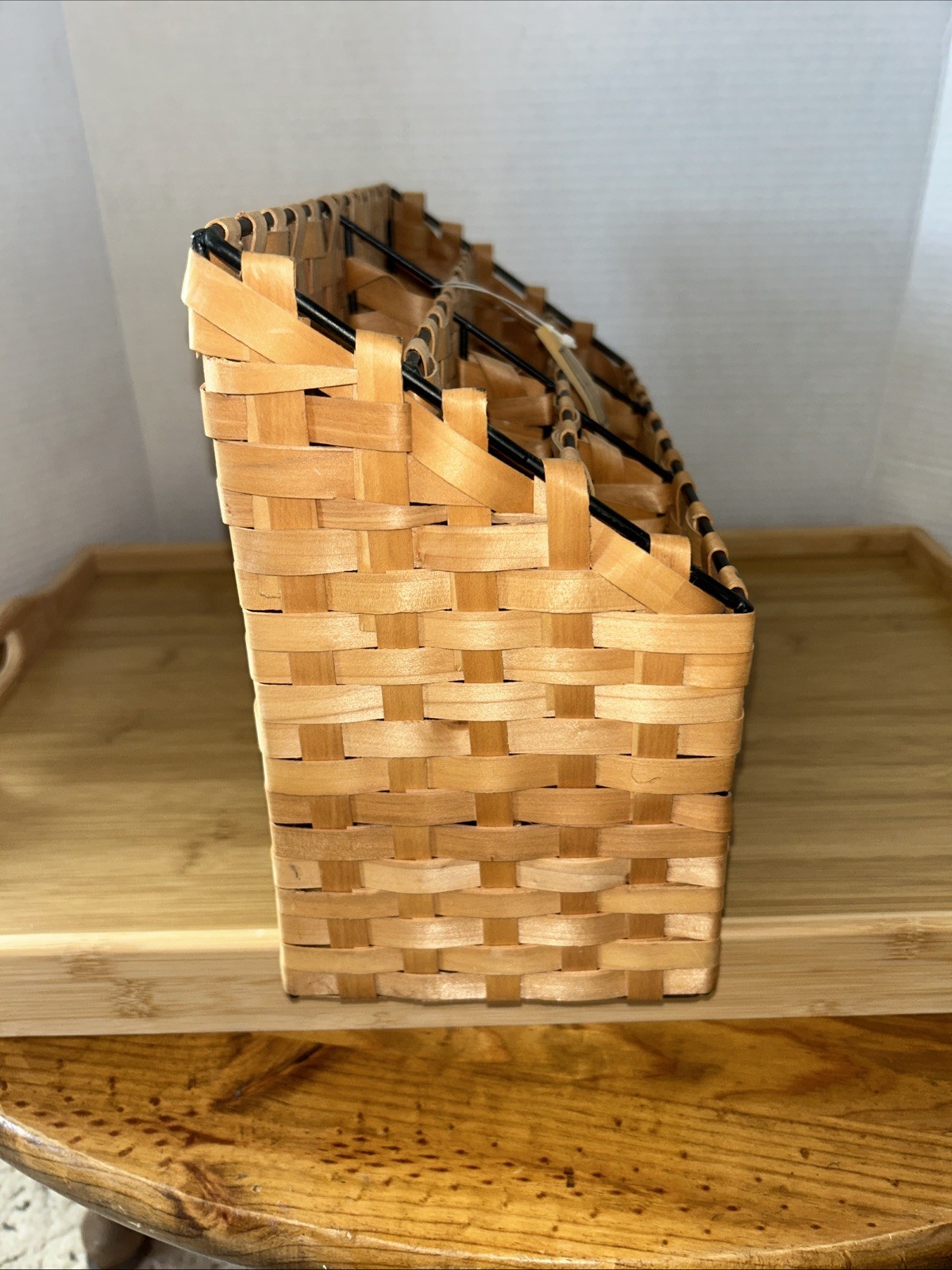 Woven Wicker Rattan Metal Desk Tray Office Organizer File Drawers Boho New