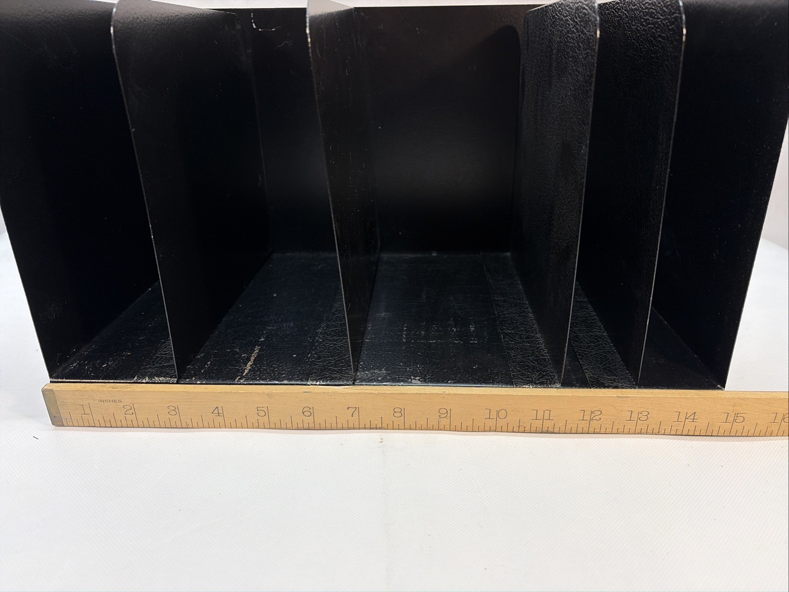 Vtg Steel Vertical Desktop File Organizer Black 5-Slot Adjustable Buddy MCM