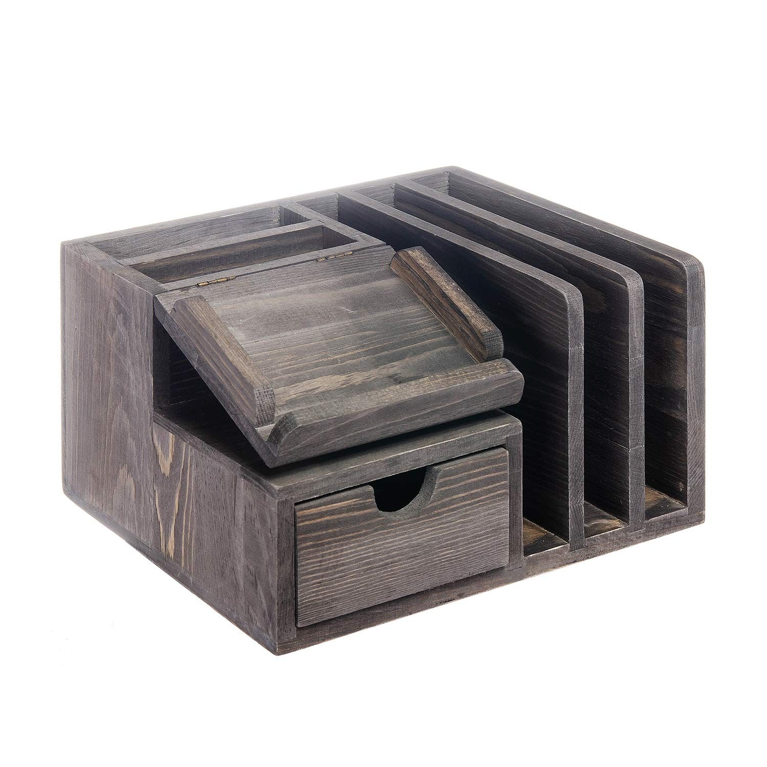 Liry Products Gray Rustic Wood Desk Organizer Storage Cabinet File Sticky Not…