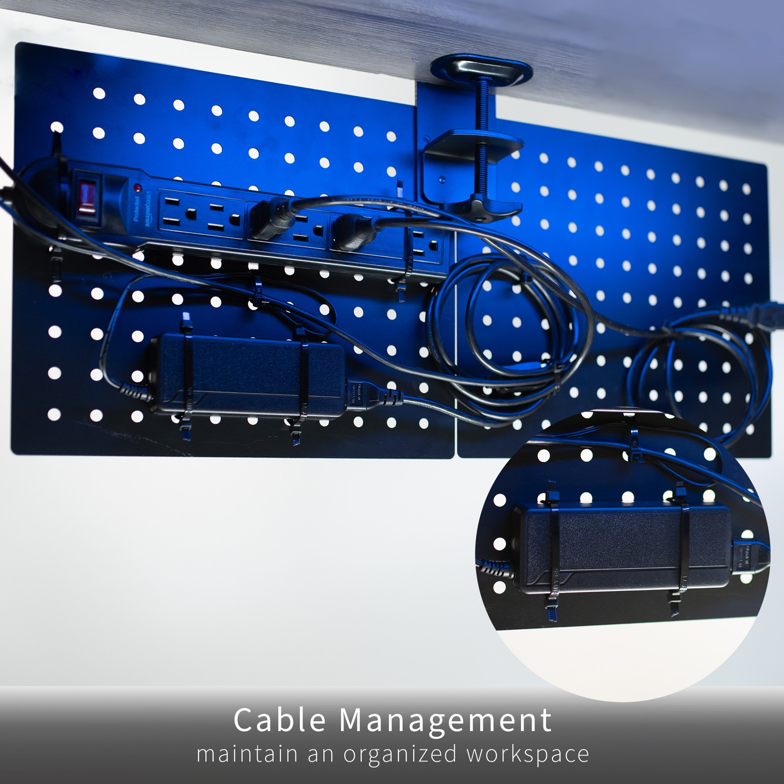 VIVO White Steel Clamp-on 20″ x 24″ Desktop Pegboard (x2), Magnetic Privacy
