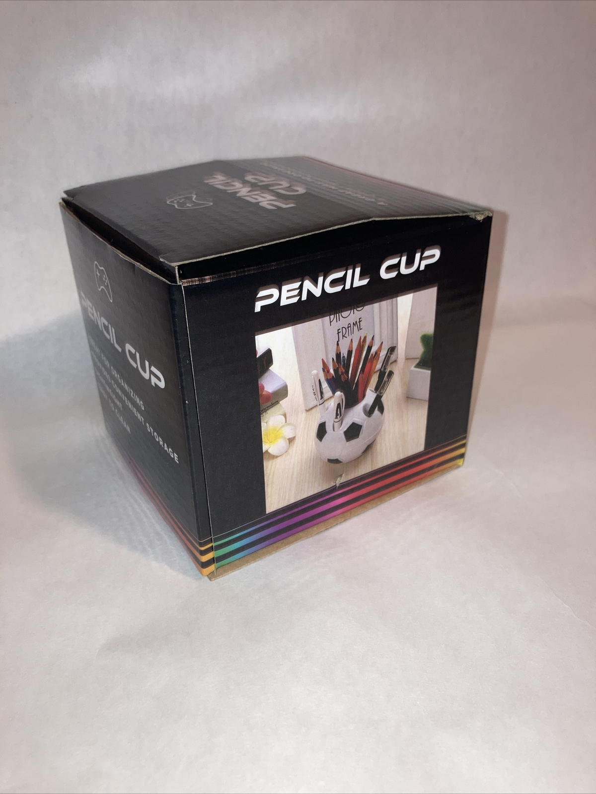 Best Brands Black and White Lightweight Soccer Ball Pencil Cup Holder