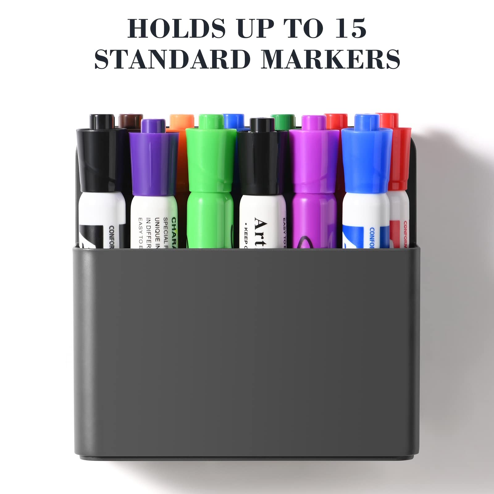 Set of 2 Grey Strong Magnetic Dry Erase Marker Holders – Pen Holders for Whit…