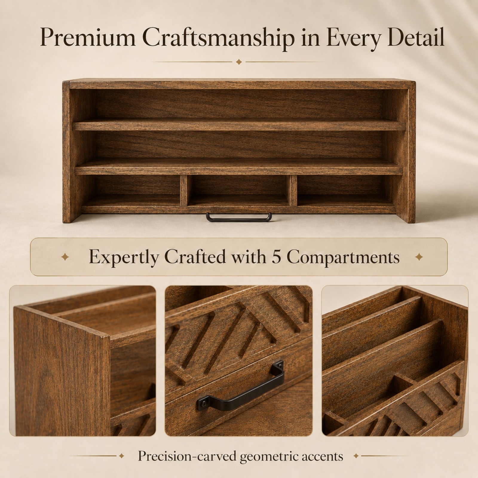 | Wooden Mail Organizer with Drawer and Compartments | Mail Sorter Organizer …