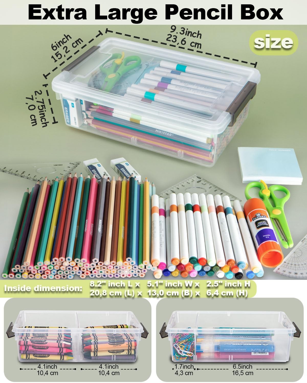 6 Pack Extra Large Pencil Box with Removable Divider, Thickened Pencil Case B…