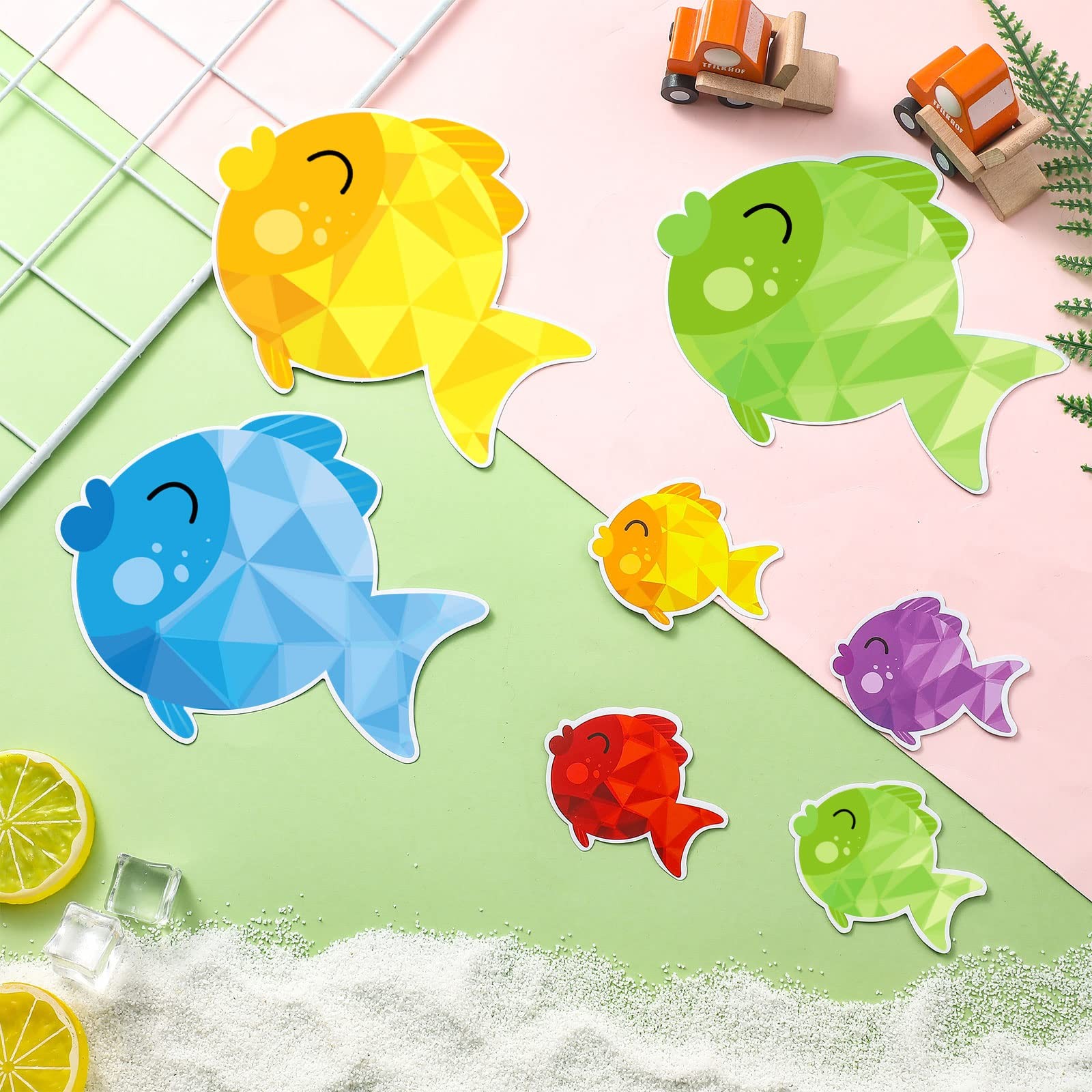 Tinlade 48 Pcs Colorful Fish Cutouts Red, Yellow, Blue, Purple, Green, Orange
