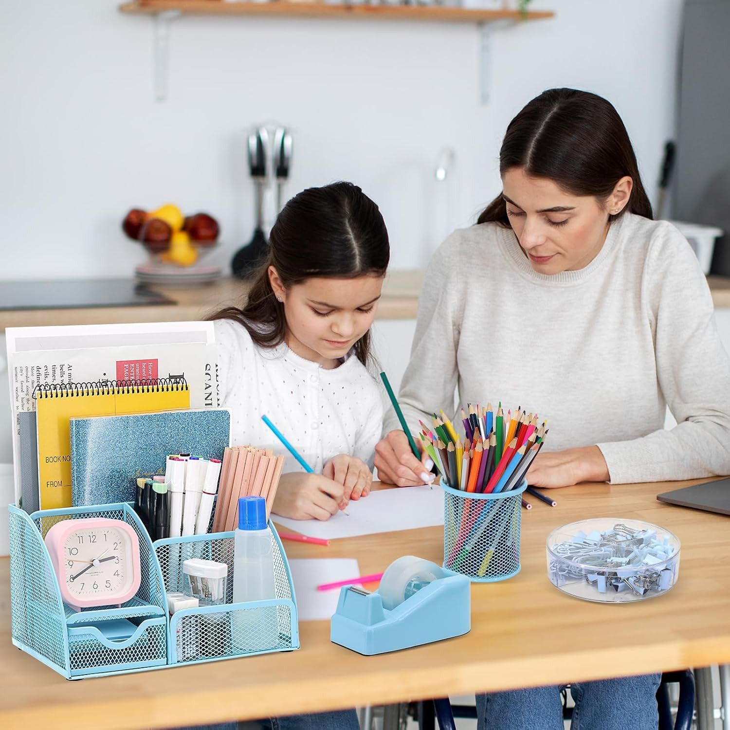 13-In-1 Office Desk Organizer Set with Stapler and Tape Dispenser, Pen Holder, S