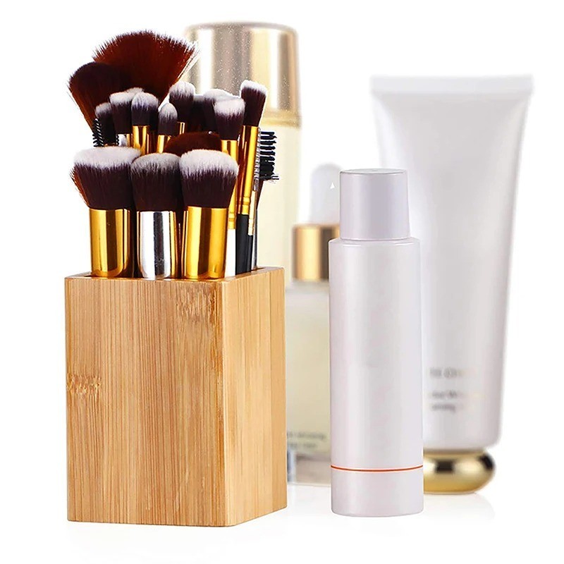 Bamboo Wood Pen Holder Desktop Stationery Storage Box Desk Organizer