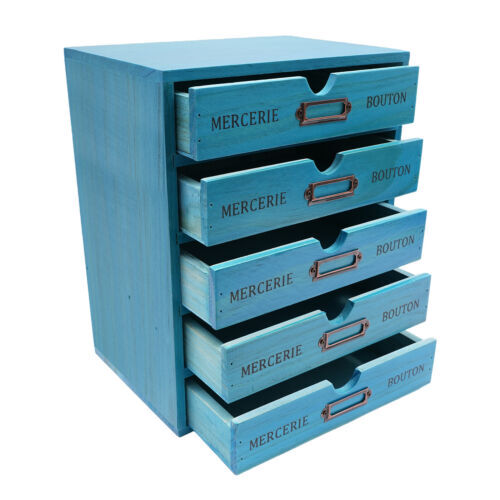 Vintage 5-Tier Drawer Cabinet Desk Organizer Box Office Desktop File Drawer