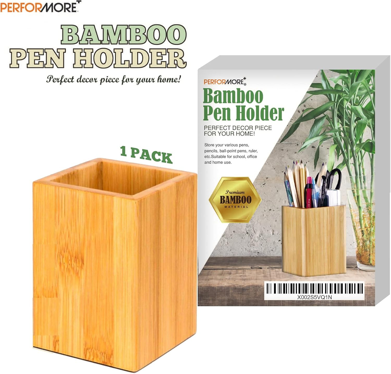Eco-Friendly Bamboo Pen Holder | Minimalist Wooden Pencil Cup | Natural Desk Org