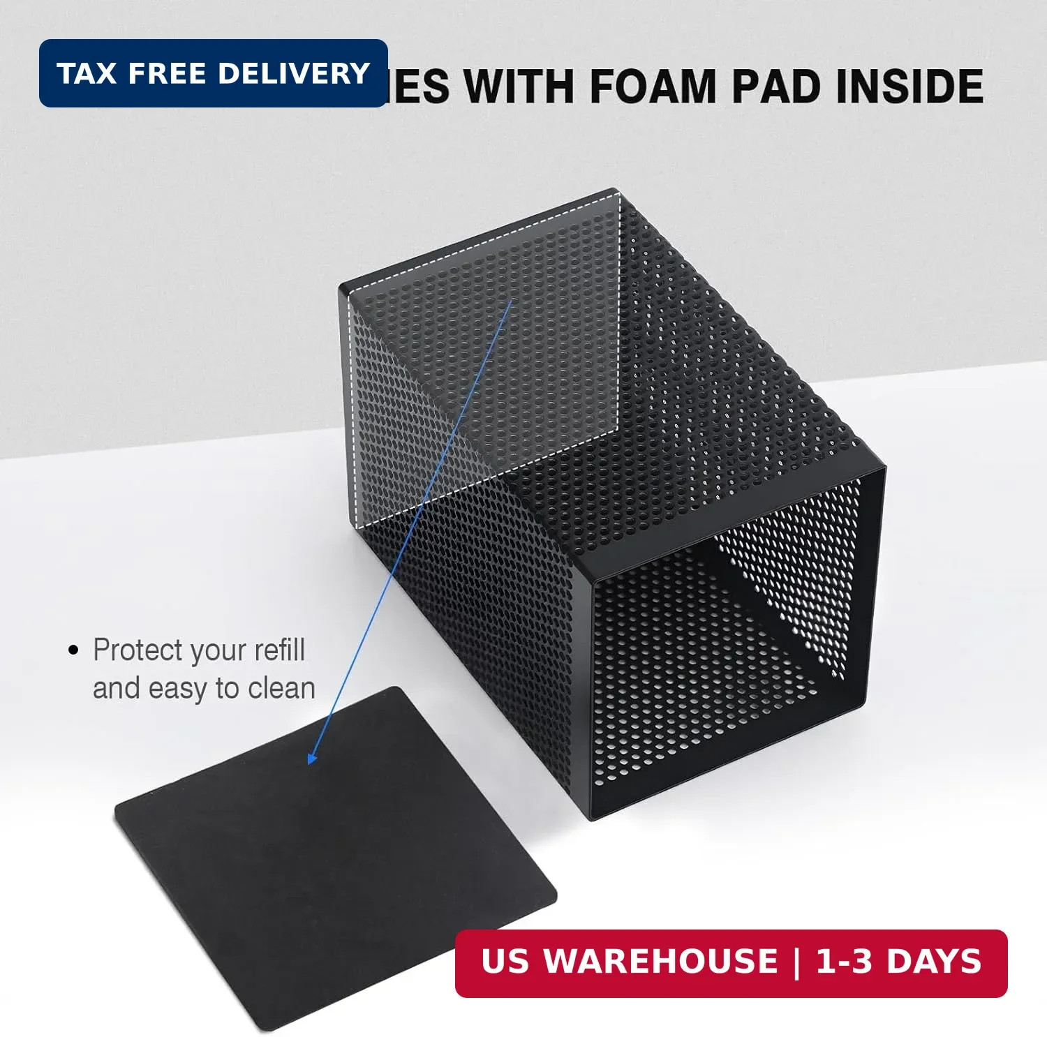 Comix Mesh Pen Holder Desk, Wire Pencil Holder with Foam Pad and Non-Slip Bottom