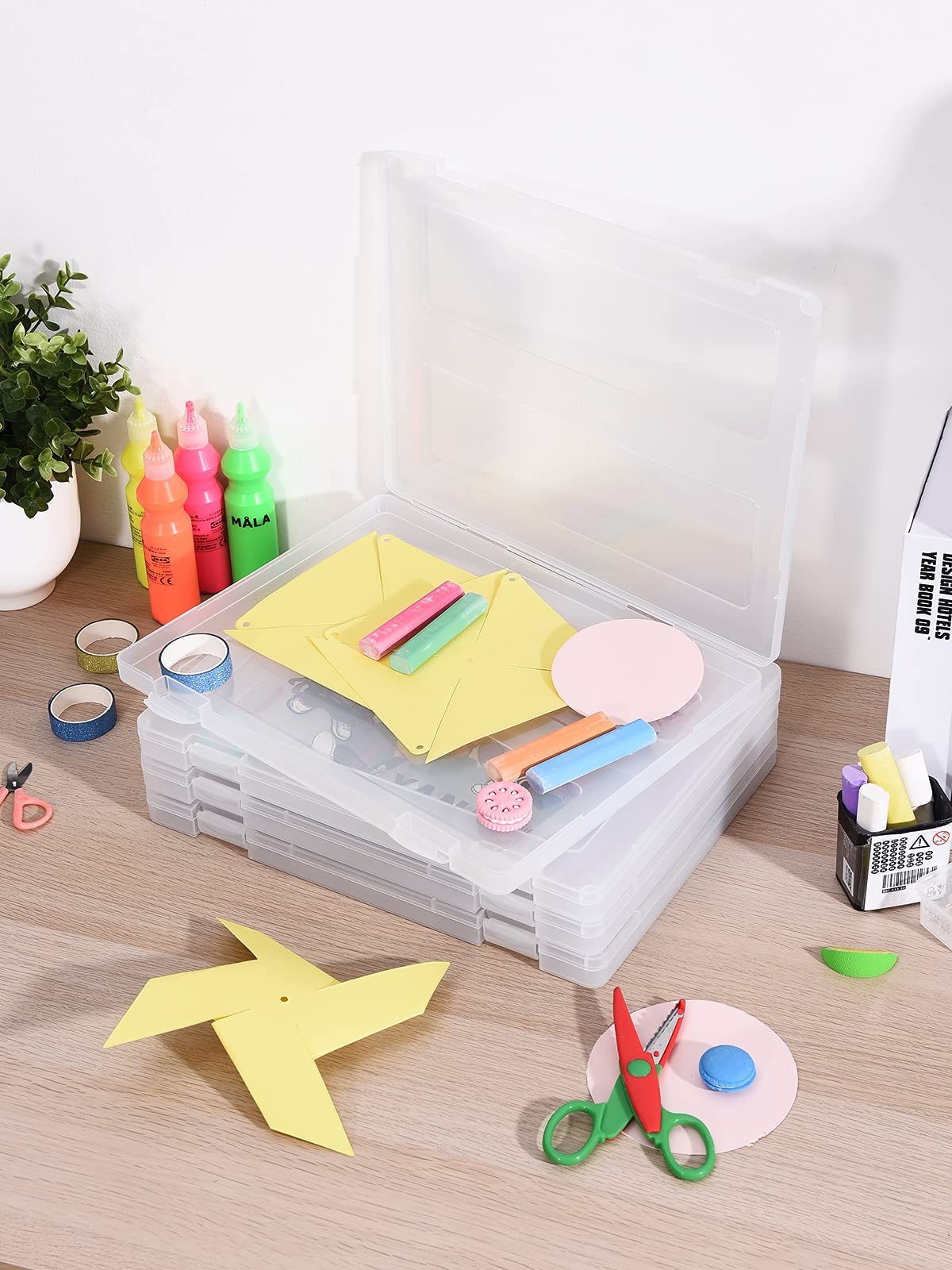 Denkee 4 Pack A4 Paper Organizer Box, Plastic 8×10/16×20, 4 pack, Clear