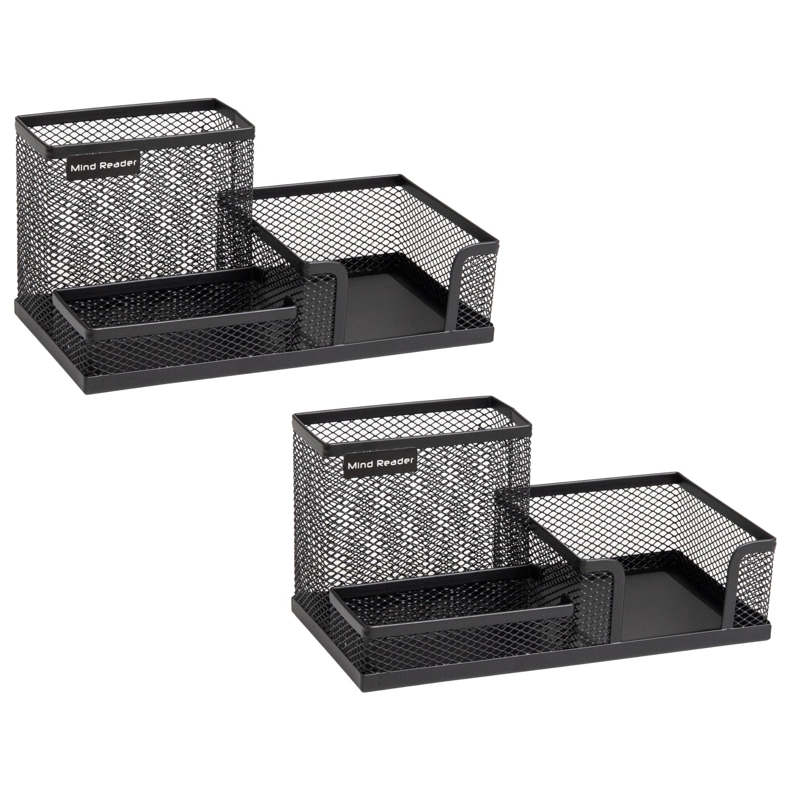 Mind Reader Desktop Organizer, Pen Holder, Clip Basket, 3 Compartments, Black