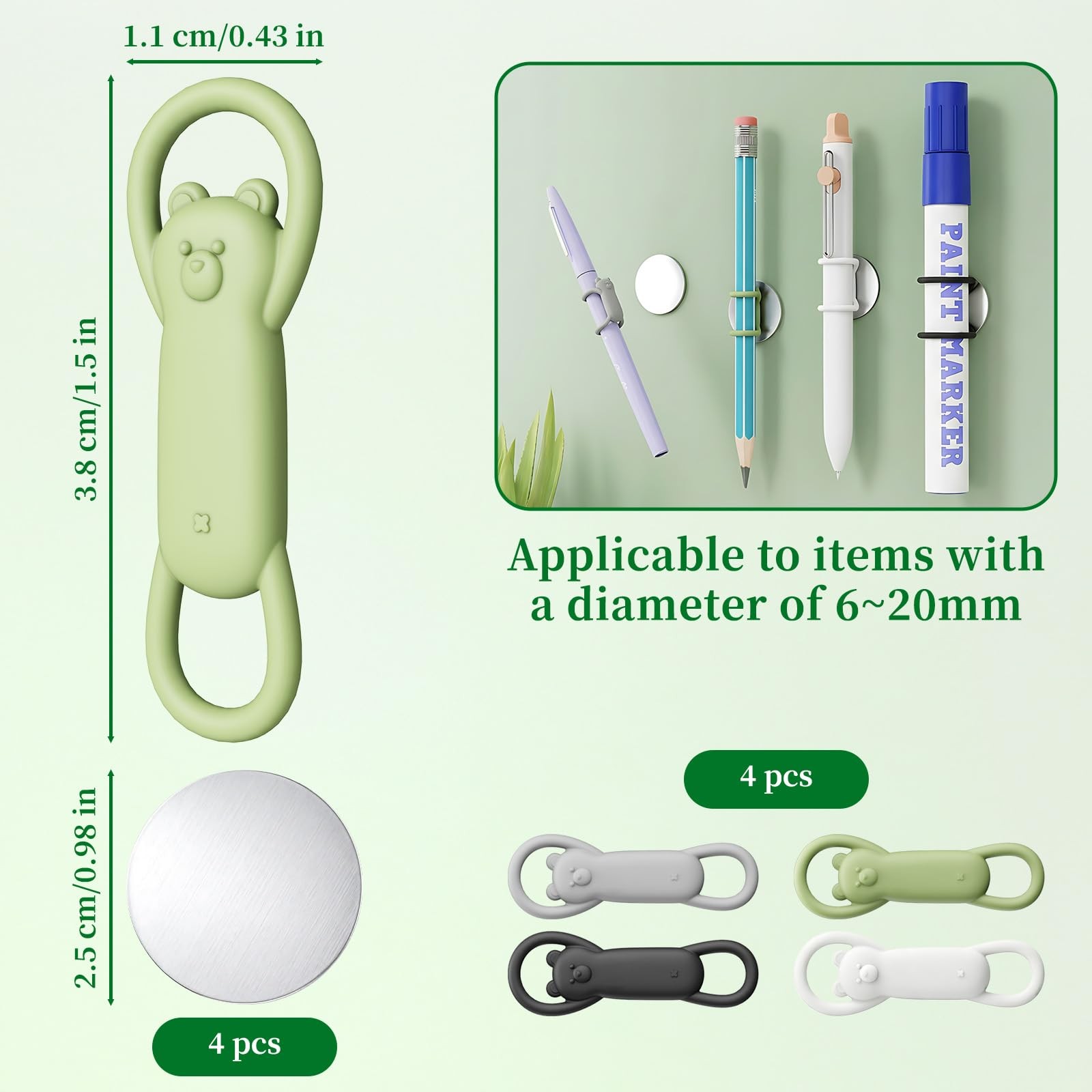 4Pcs Silicone Magnetic Pen Holder for Fridge Cute Magnetic Pencil Holder for …