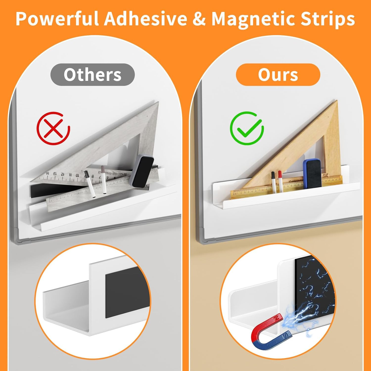 Magnetic Book Shelf for Whiteboard, Reusable Acrylic Book Display Shelf with Str