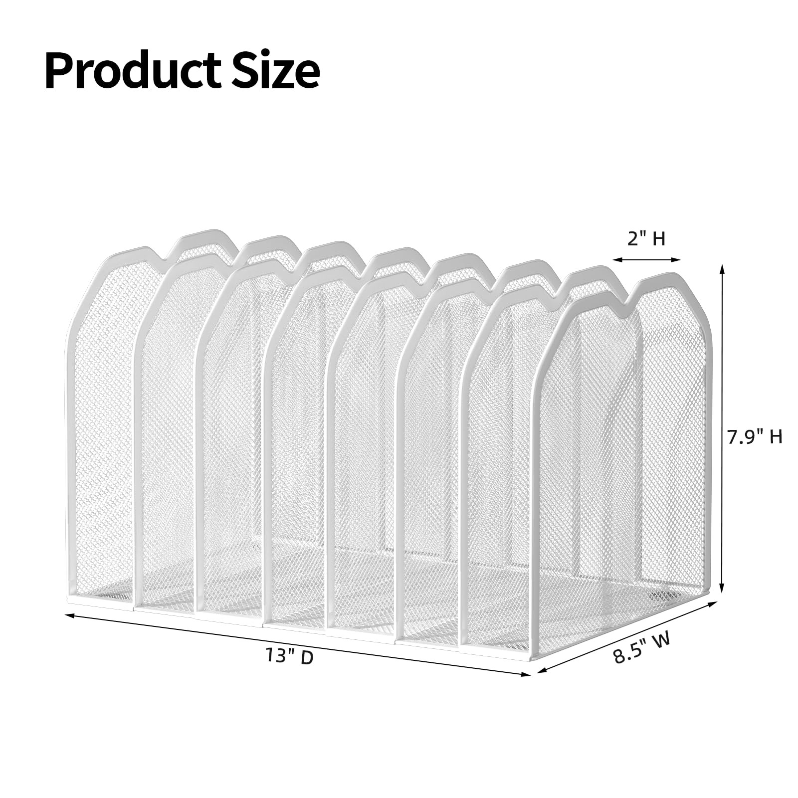 Vertical File Folder Organizer Desk Metal Desktop Rack Letter A4 7 Section