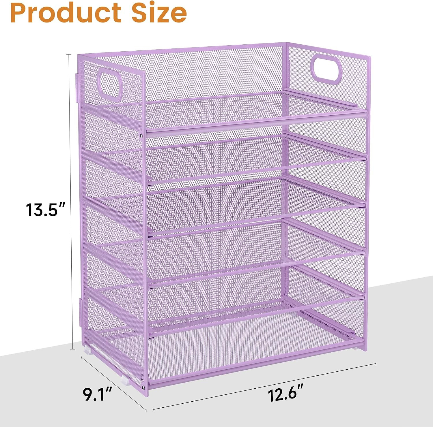 6 Tier Paper File Tray Organizer for Desk, Purple Mesh Desk Letter Paper File Fo