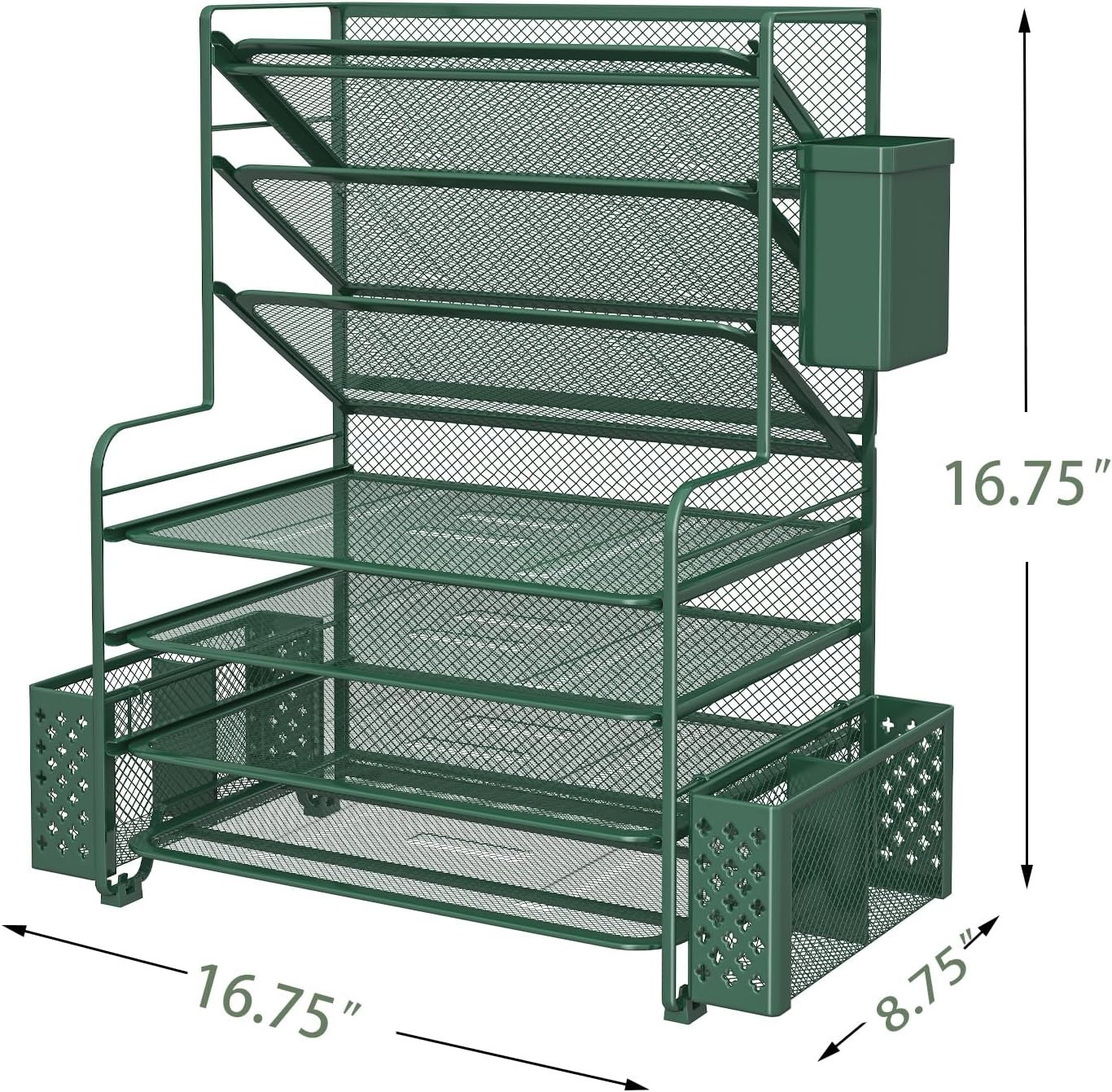 Multifunctional Desk Organizer with 7 Tiers for Papers and Office Supplies Green