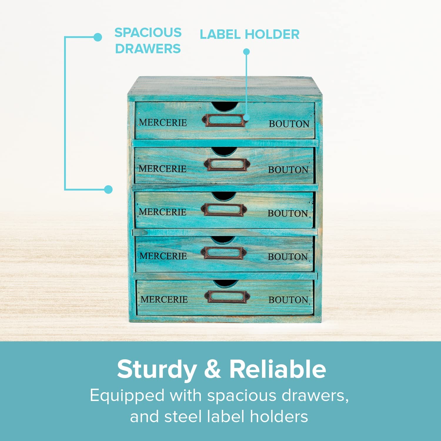 Woodaholic 5-Piece Full Matching Set Turquoise Wooden Cabinetseuropean Country