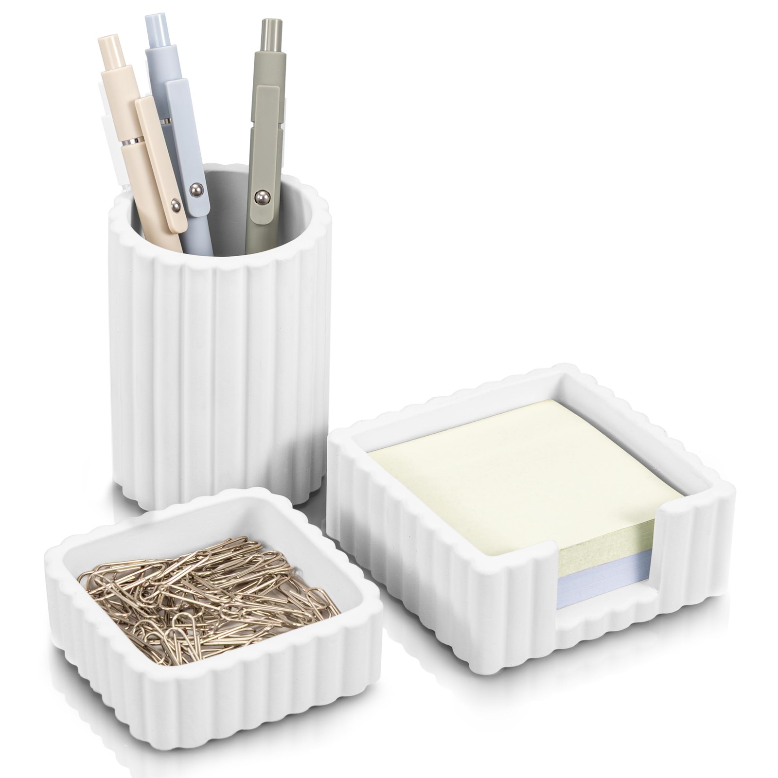 3 PCS Concrete Desk Accessory Set, Modern, Aesthetic, Pen Organizer, Office