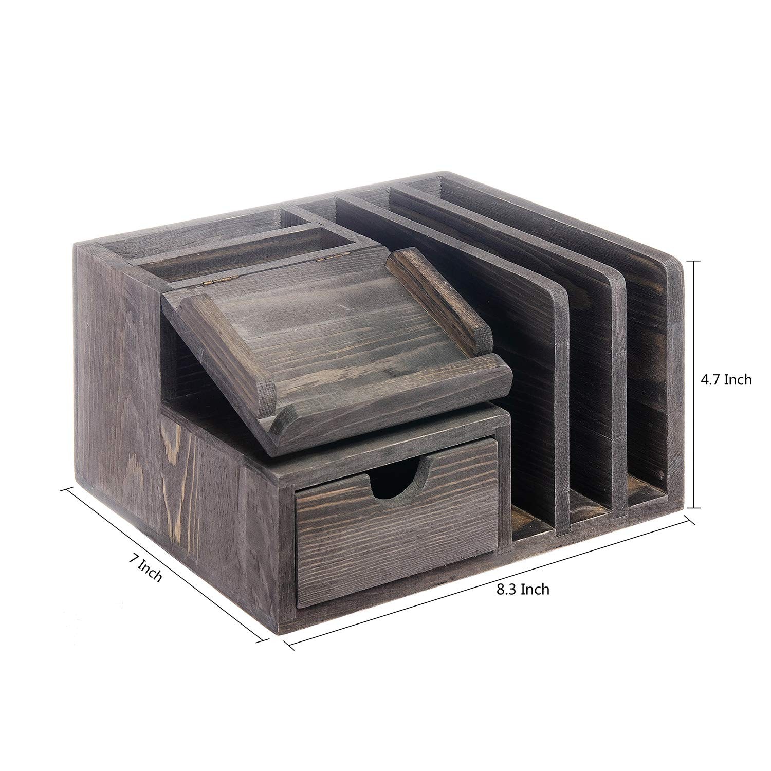 Liry Products Gray Rustic Wood Desk Organizer Storage Cabinet Mail Fil