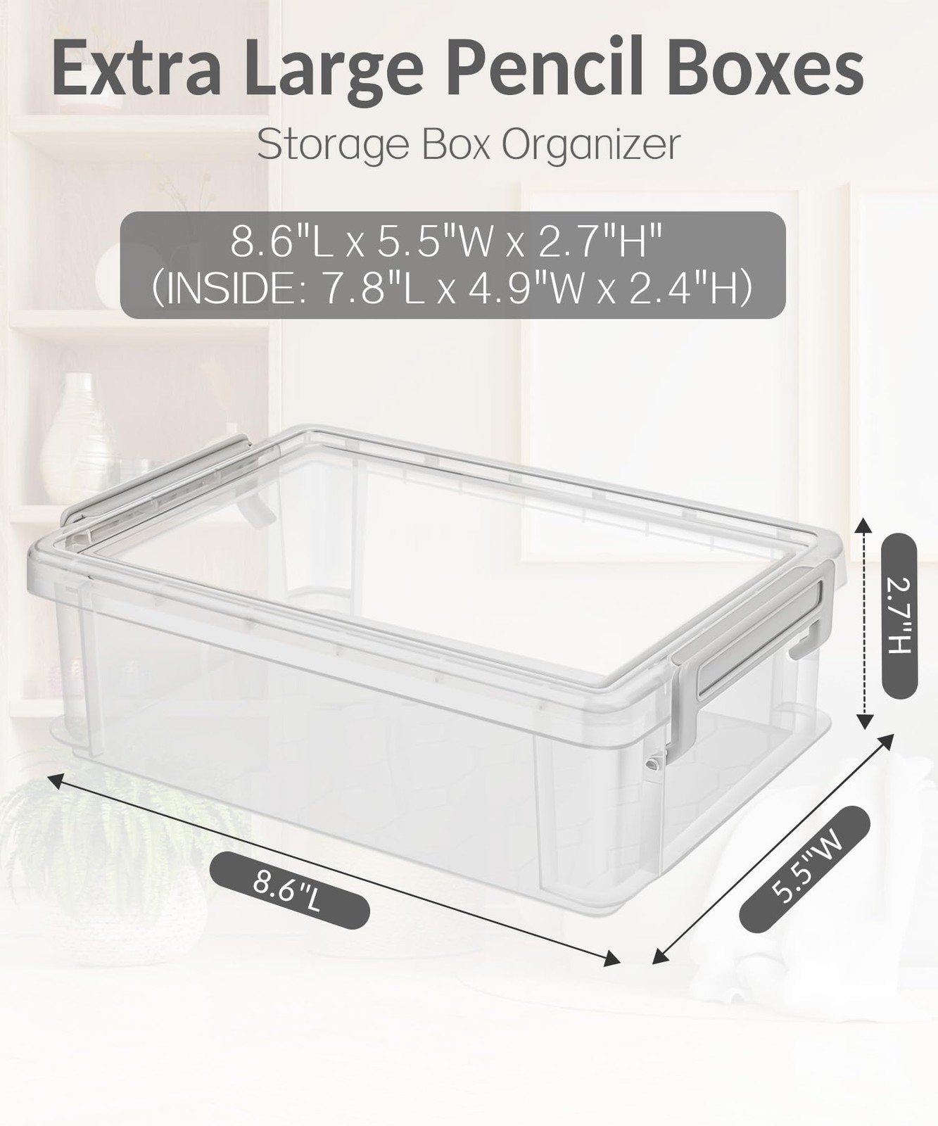 6 Pack Extra Large Pencil Box, Plastic Pencil Case Crayon Box, Clear Marker O…