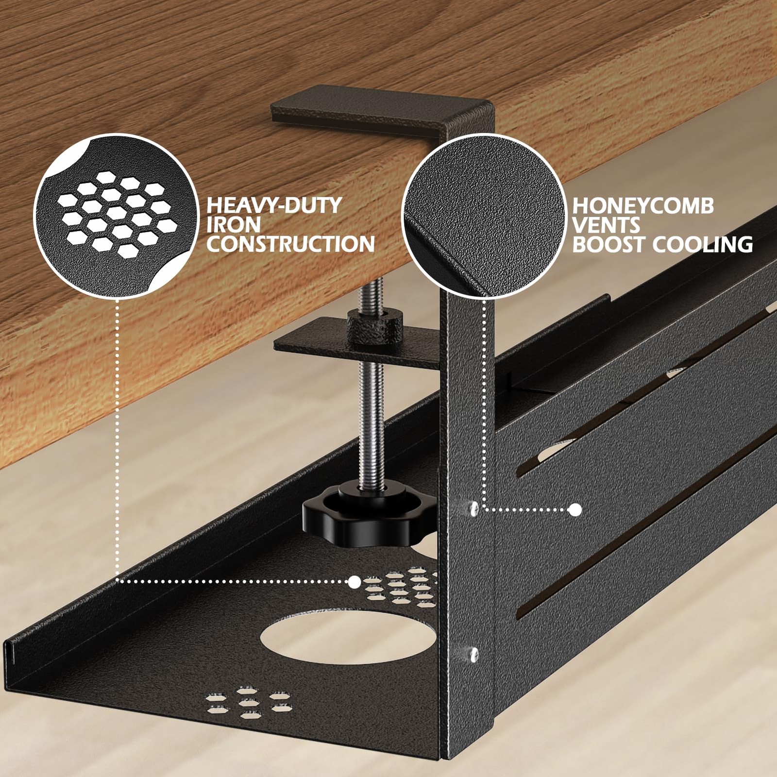 Strifuture Under Desk Cable Management Tray – 18-29in 18-29 inches, Black