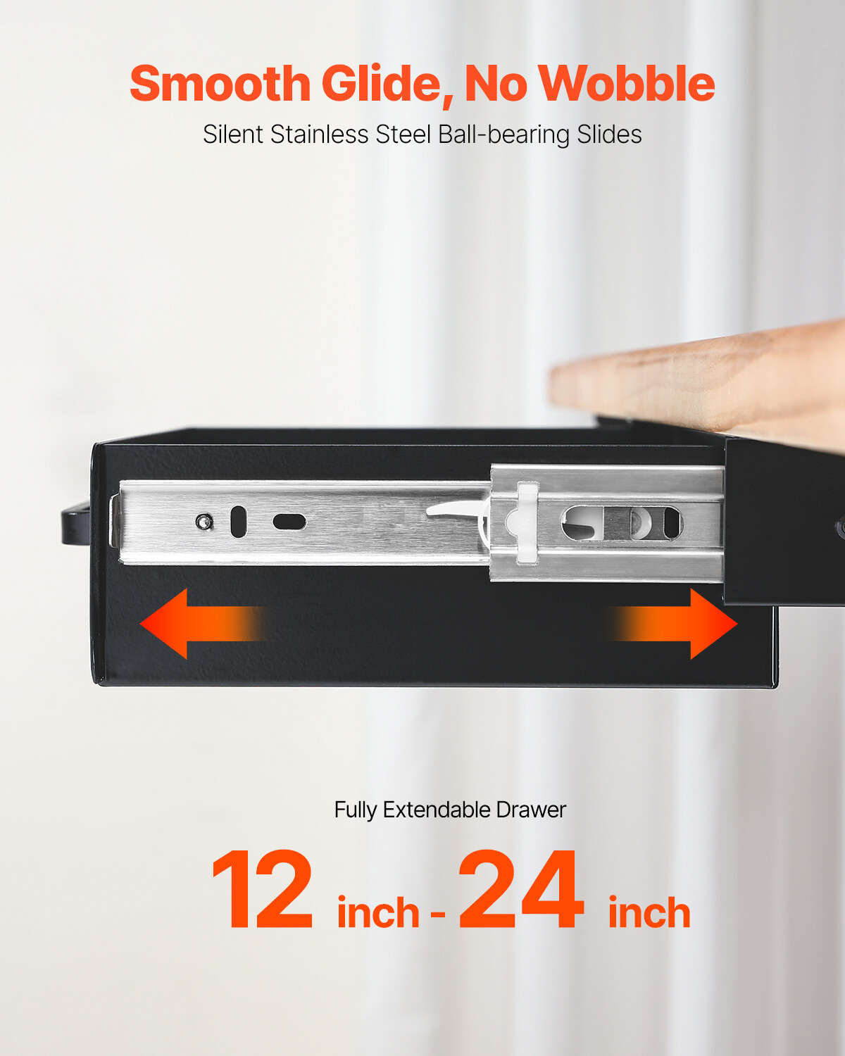 13 in Under Desk Drawer Organizer Slide-out Drawer Space Saver for Home Office