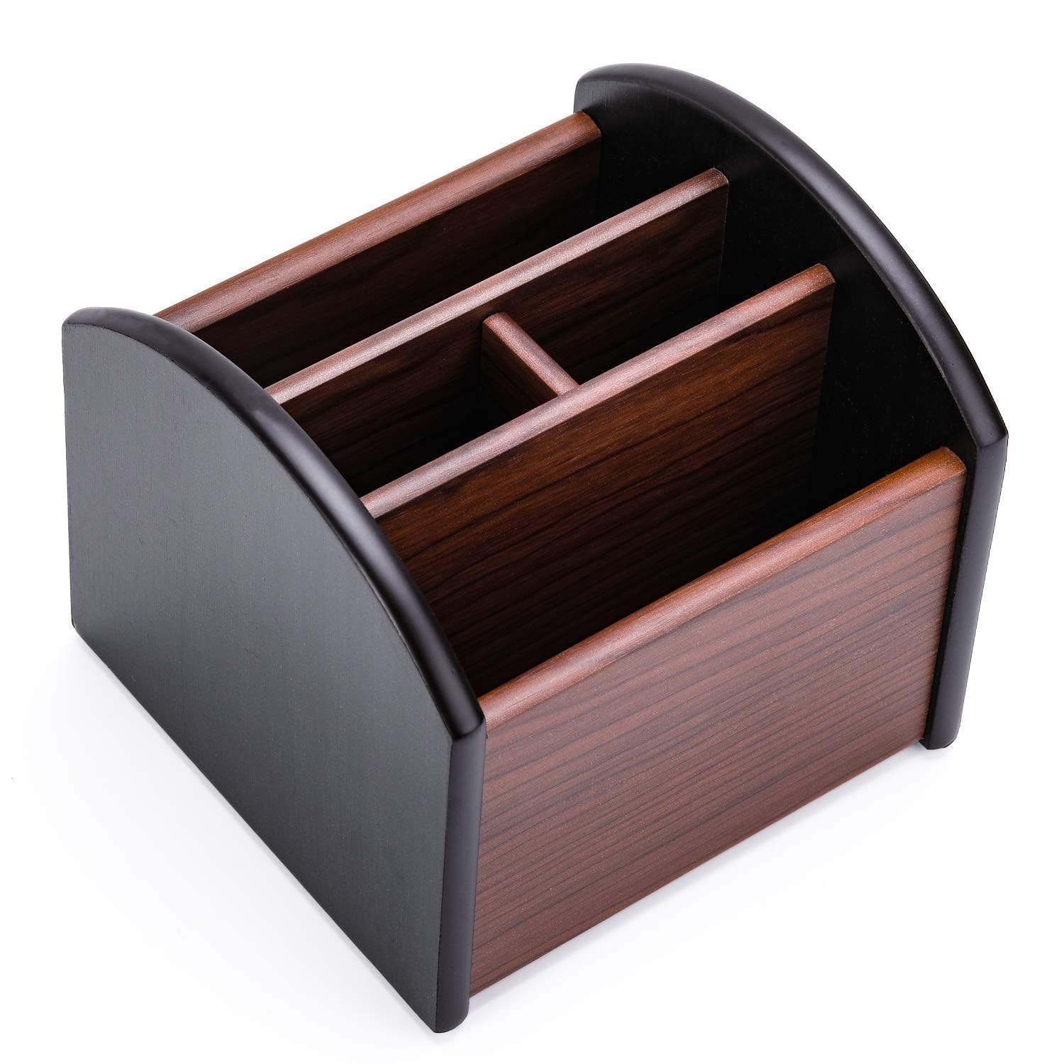 MaxGear Remote Control Holder 5.9″ x 5.63″ x 5.12″, Natural Wood & Dark