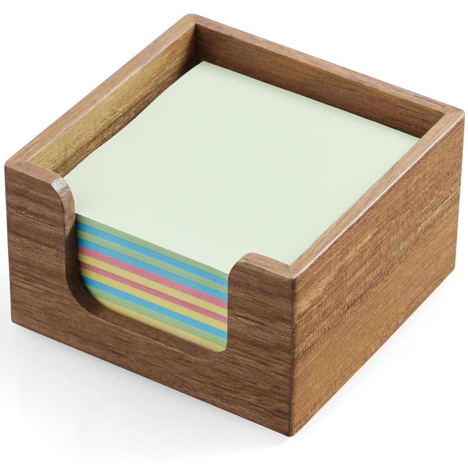 3×3 Inch Acacia Wood Sticky Note Holder Office Desk Organizer Memo Pad