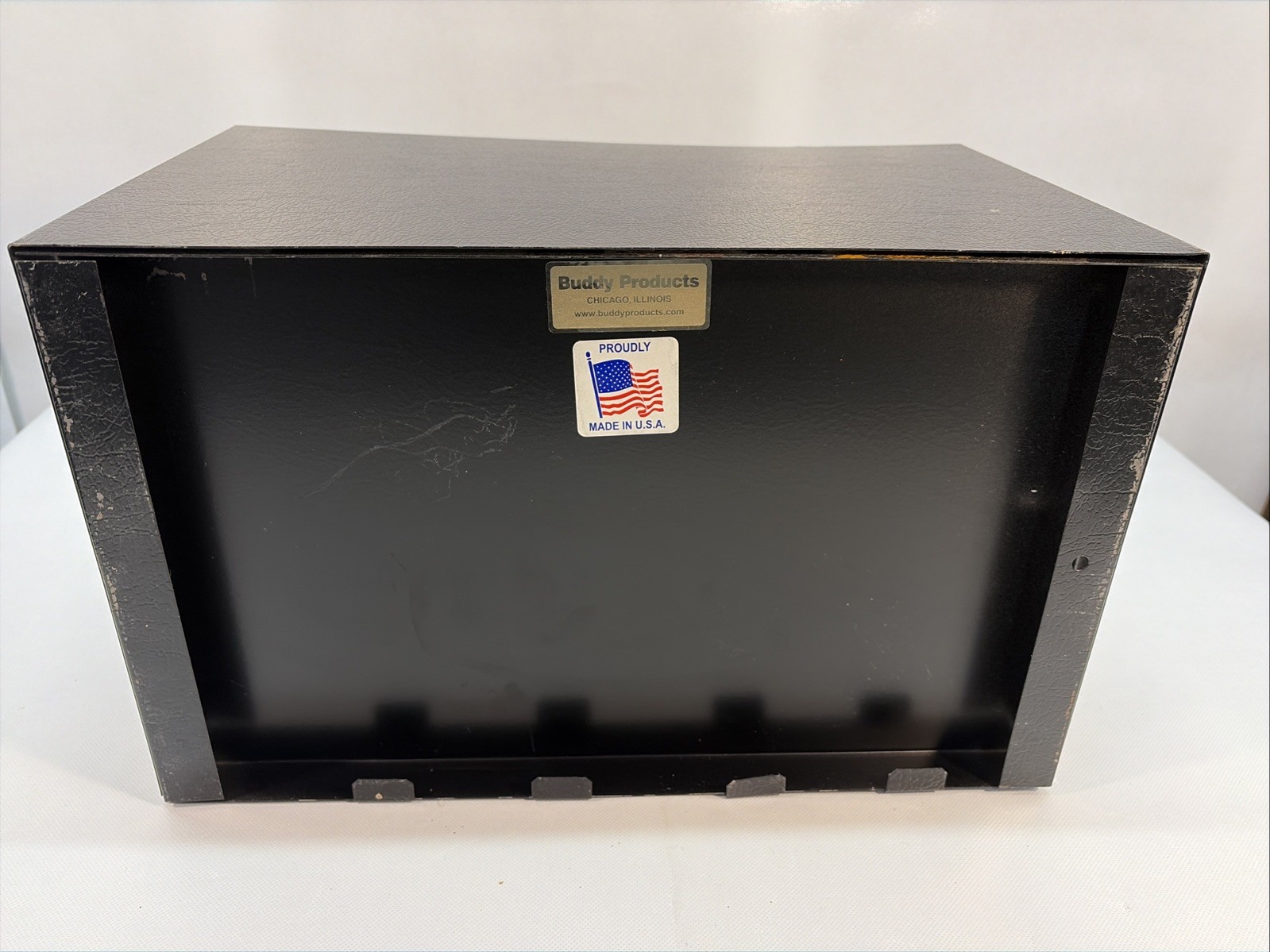 Vtg Steel Vertical Desktop File Organizer Black 5-Slot Adjustable Buddy MCM