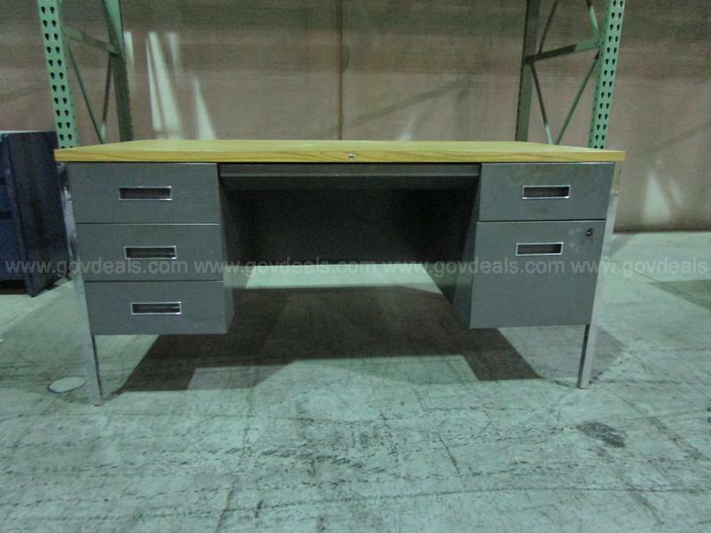 STEELCASE INDUSTRIAL METAL 6 DRAWER DESK