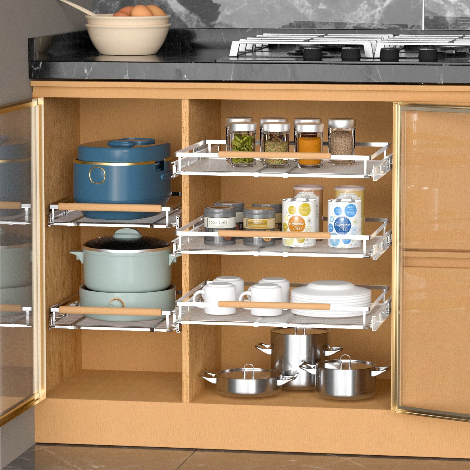 M – Cabinet Width: 16.3″~26.3″ * Depth: 17.3″, Medium -W(basket+glides)…
