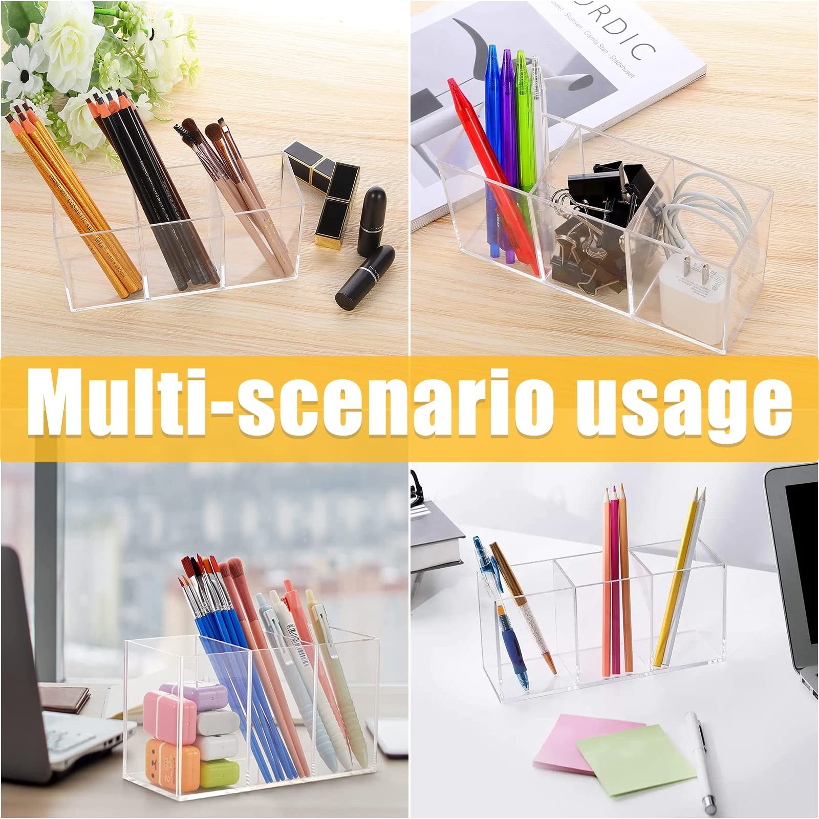 Cerpourt Clear Makeup Brush Organizer,Acrylic Cosmetic Brushes Storage