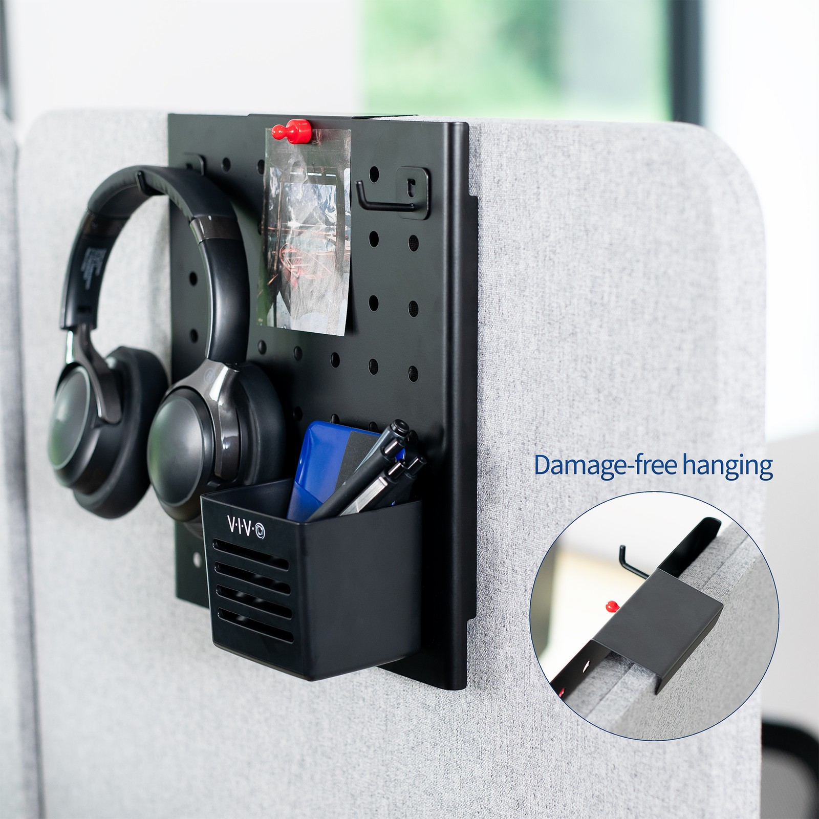 VIVO Steel Hanging 10 x 11 inch Magnetic Pegboard for 1.2 Inch Surfaces