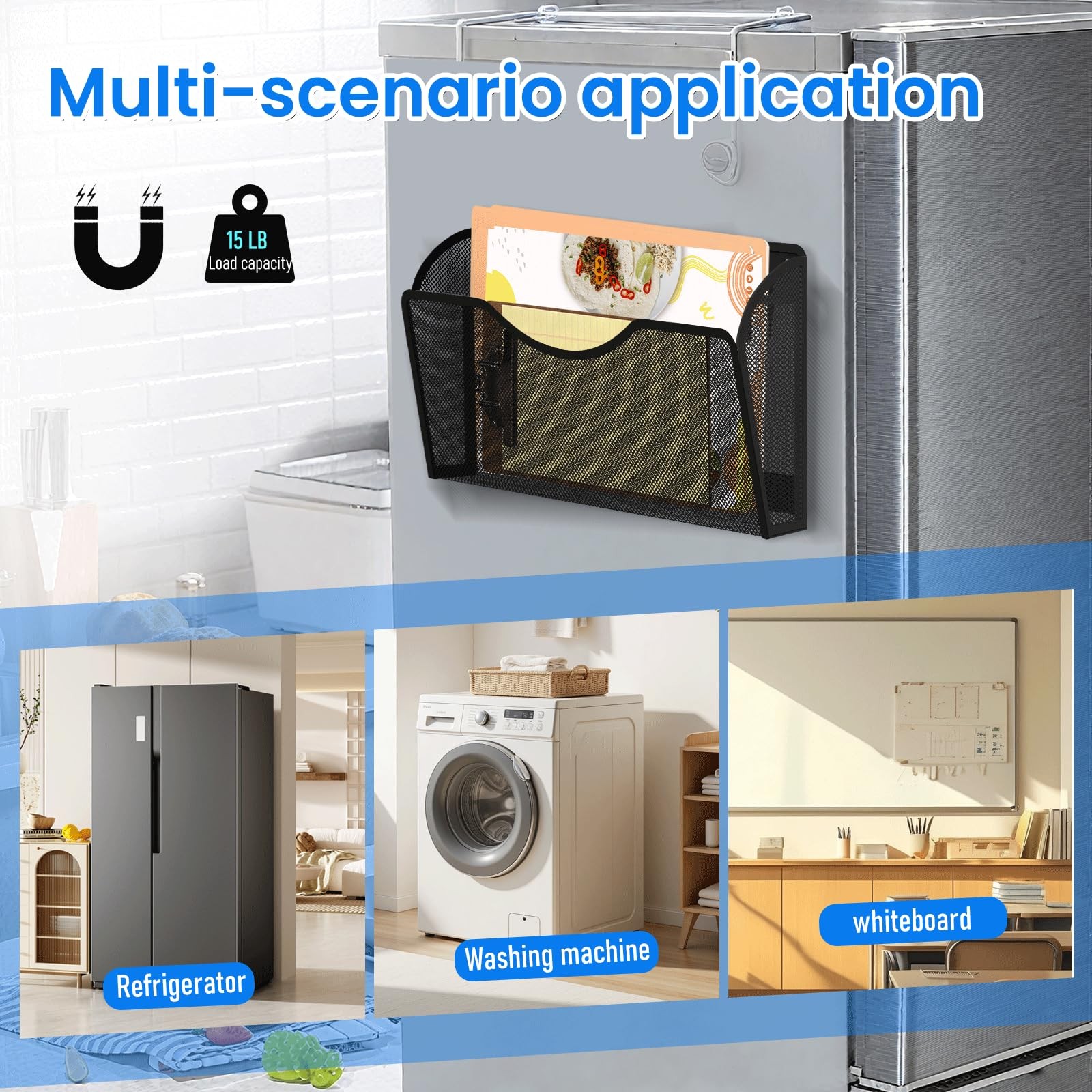 KZWKRG Magnetic File Holder 3PCS Wall Folder Organizer, No Black