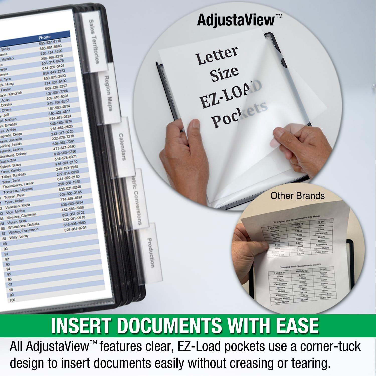 Adjustaview 20-Pocket Desk Reference Organizer with Easy-Load Pockets and Compac