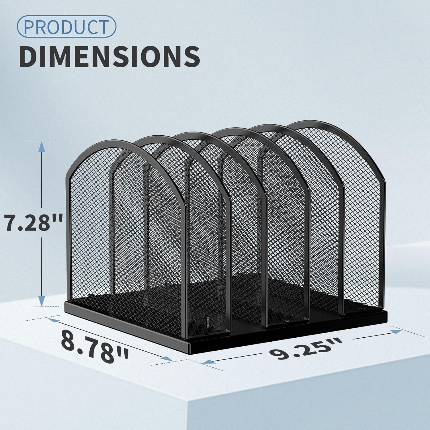 5-Section Vertical Desktop Organizer, 5-Section Mesh File Folder Stand Sorter fo