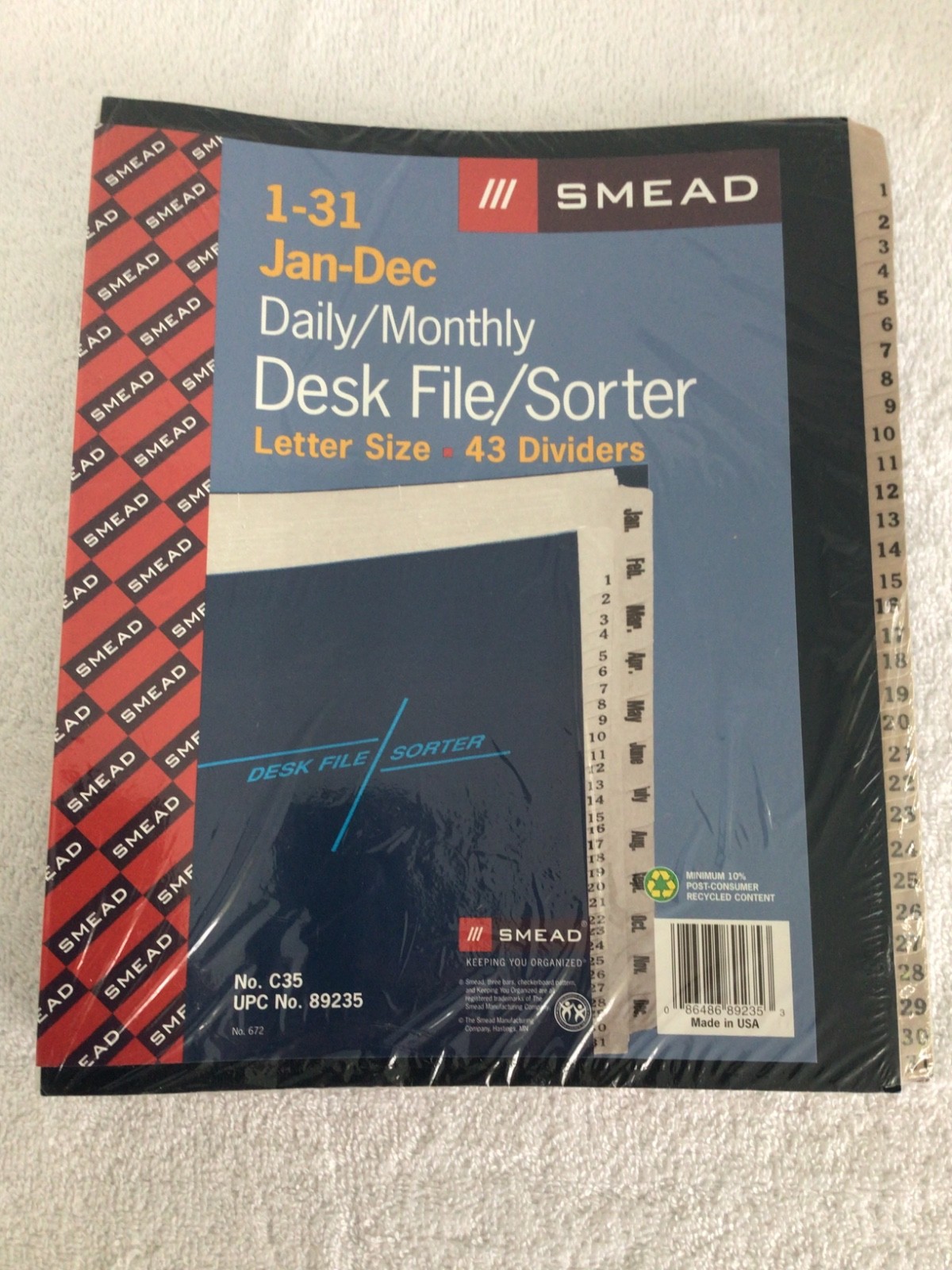 SMEAD Desk File/Sorter Daily (1-31) Monthly (Jan-Dec) 43 Dividers Letter Size