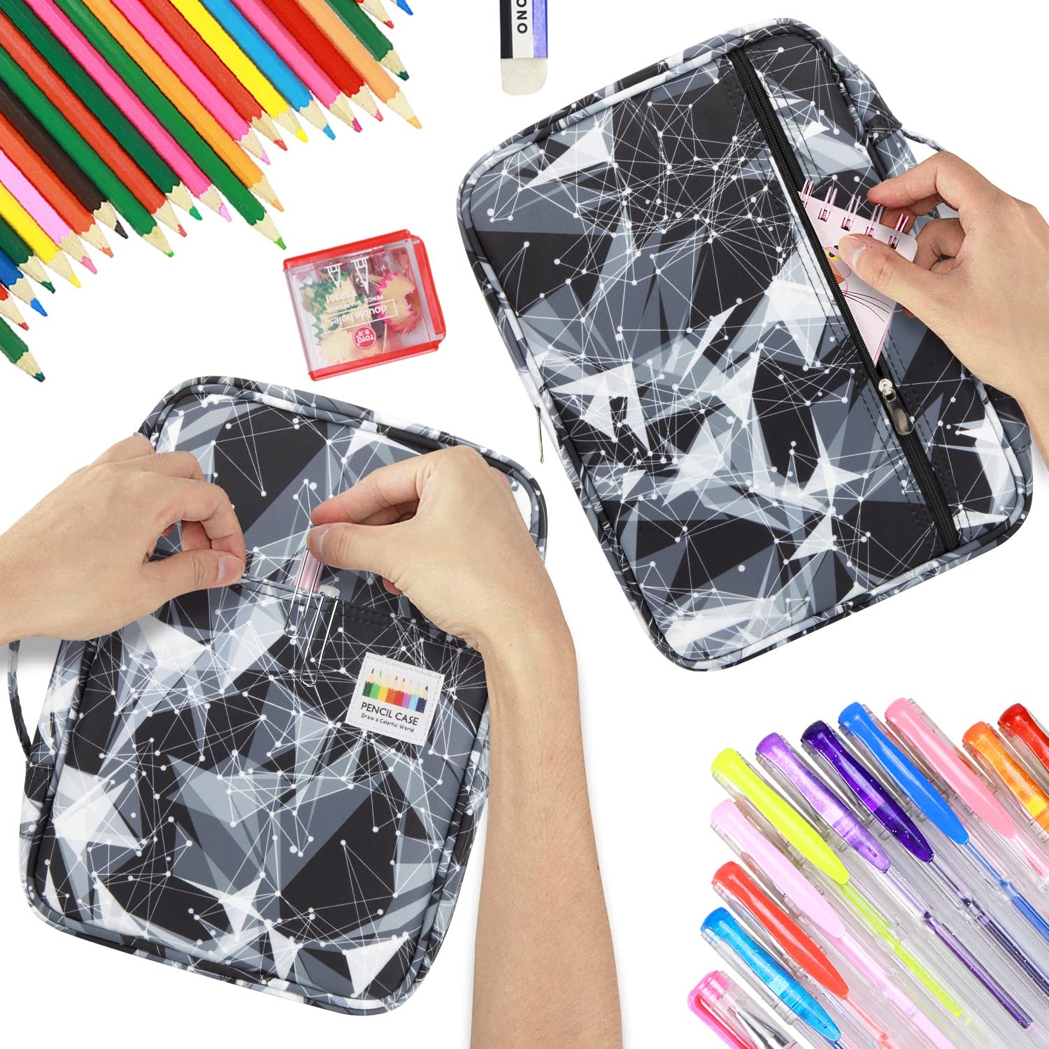 Big Capacity Colored Pencil Case – 220 Slots large Pen Case Organizer with Mu…