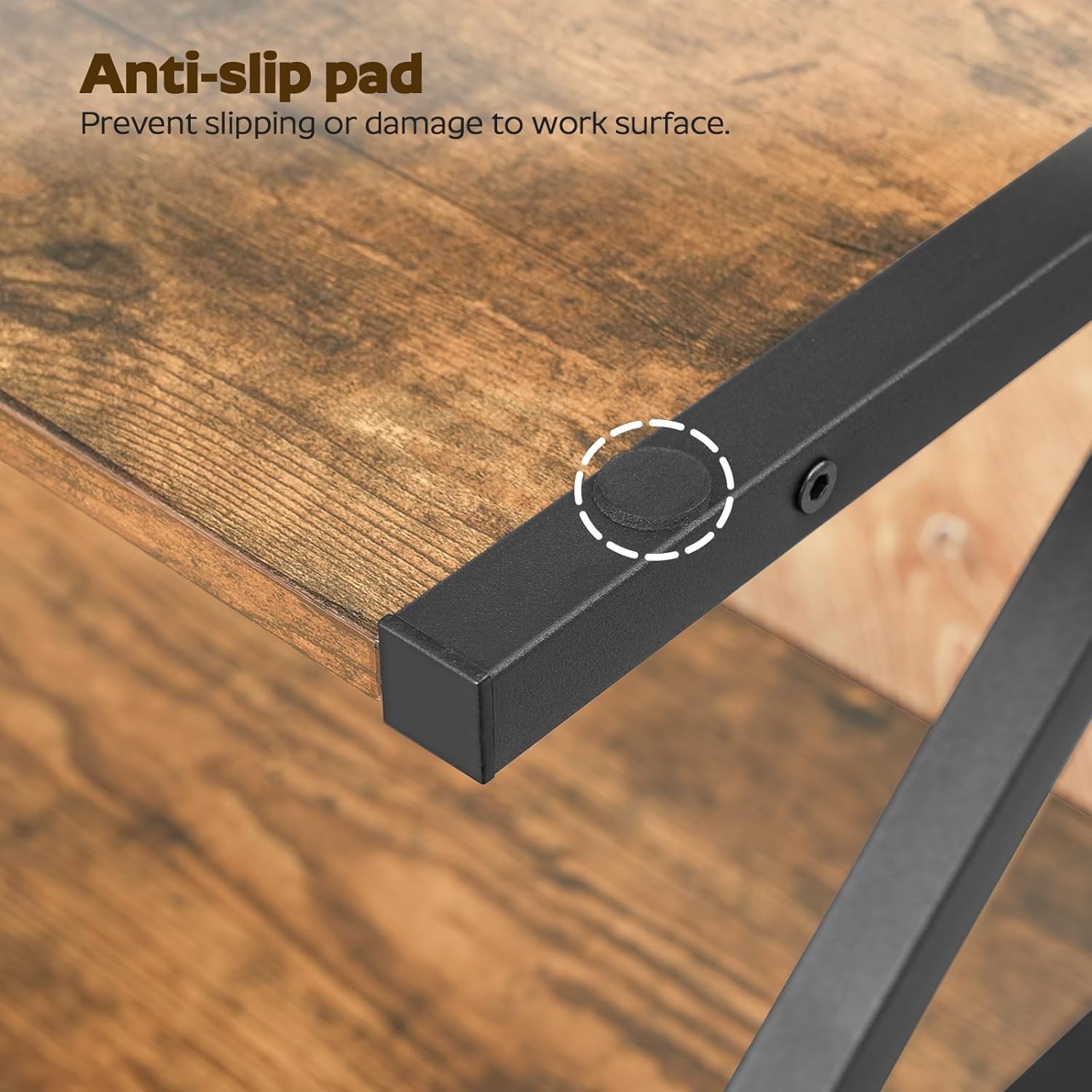 Desktop Printer Stand, 2-Tier Table with Rustic Brown and Black