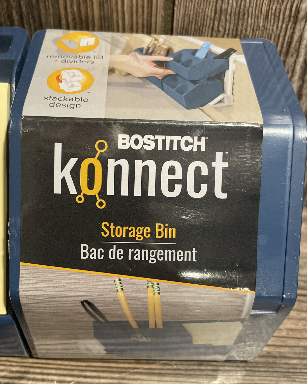 BOSTITCH KONNECT 3 Piece Set-USB Phone Stand-Sticky Note-Storage Bin- Blue