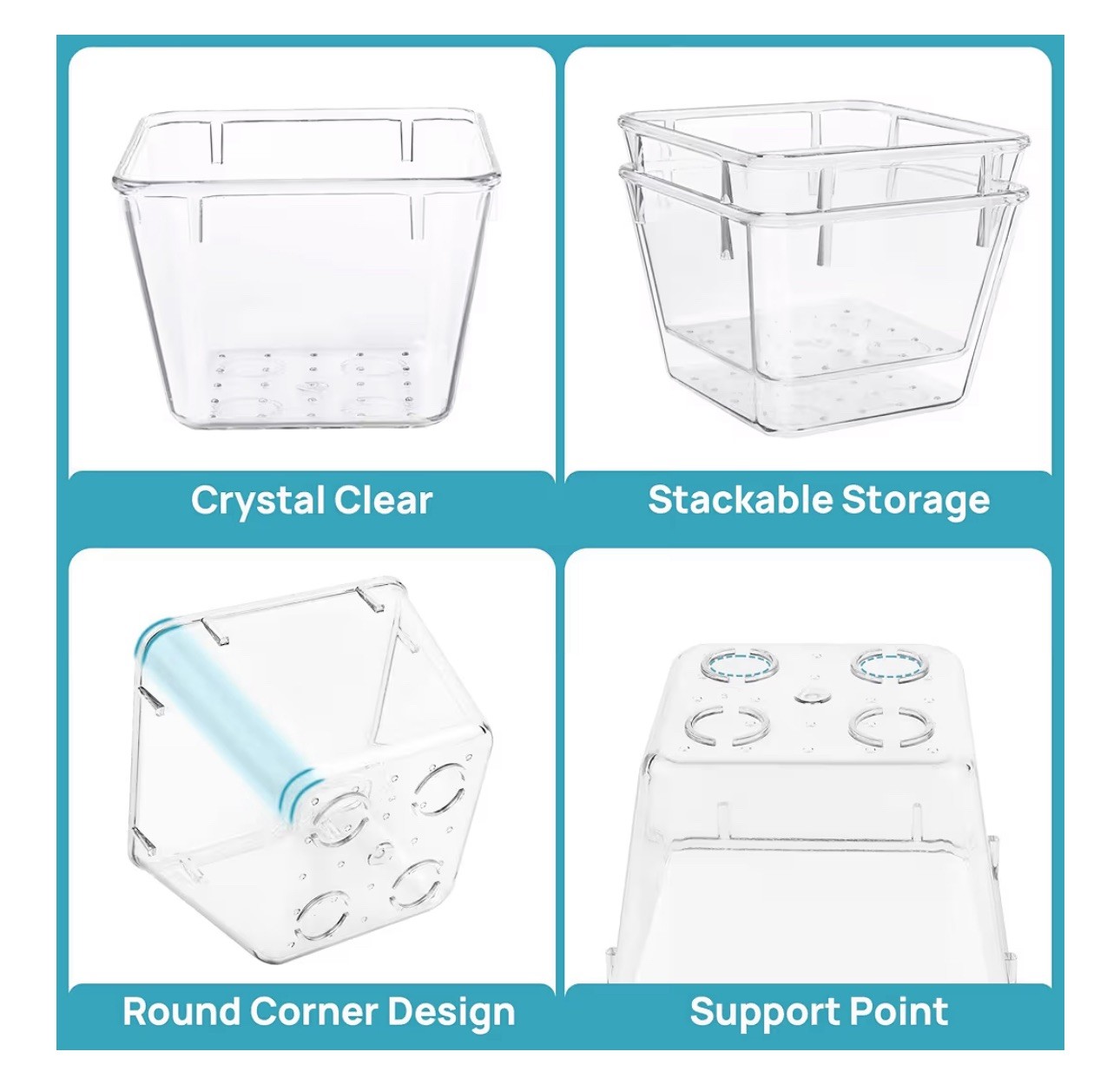 15 PCS Clear Plastic Drawer Organizers Set, 4-Size Versatile Bathroom and Vanity