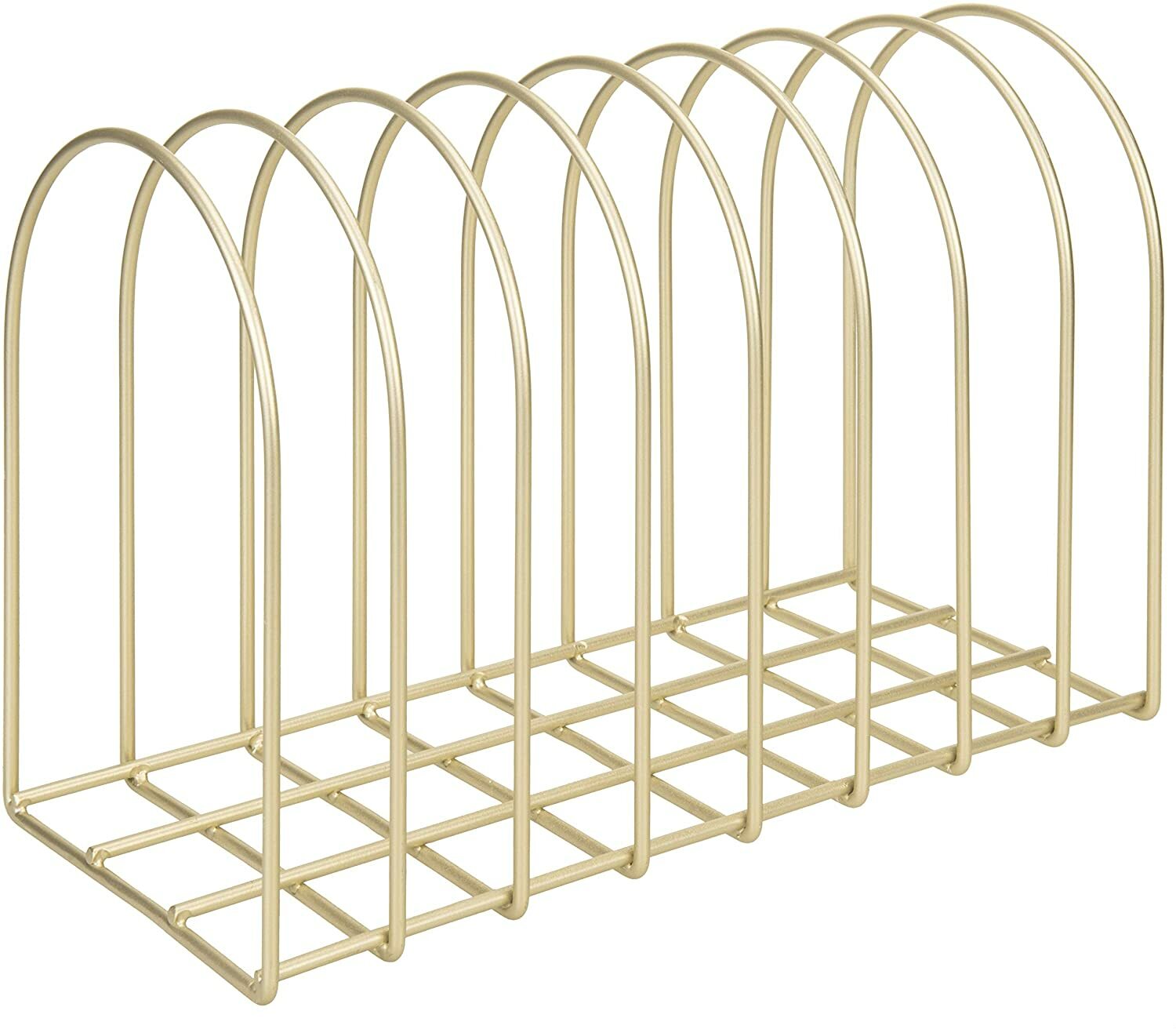 MyGift 8 Slot Vintage Brass Toned Metal Wire Arch Desktop File Folder Rack