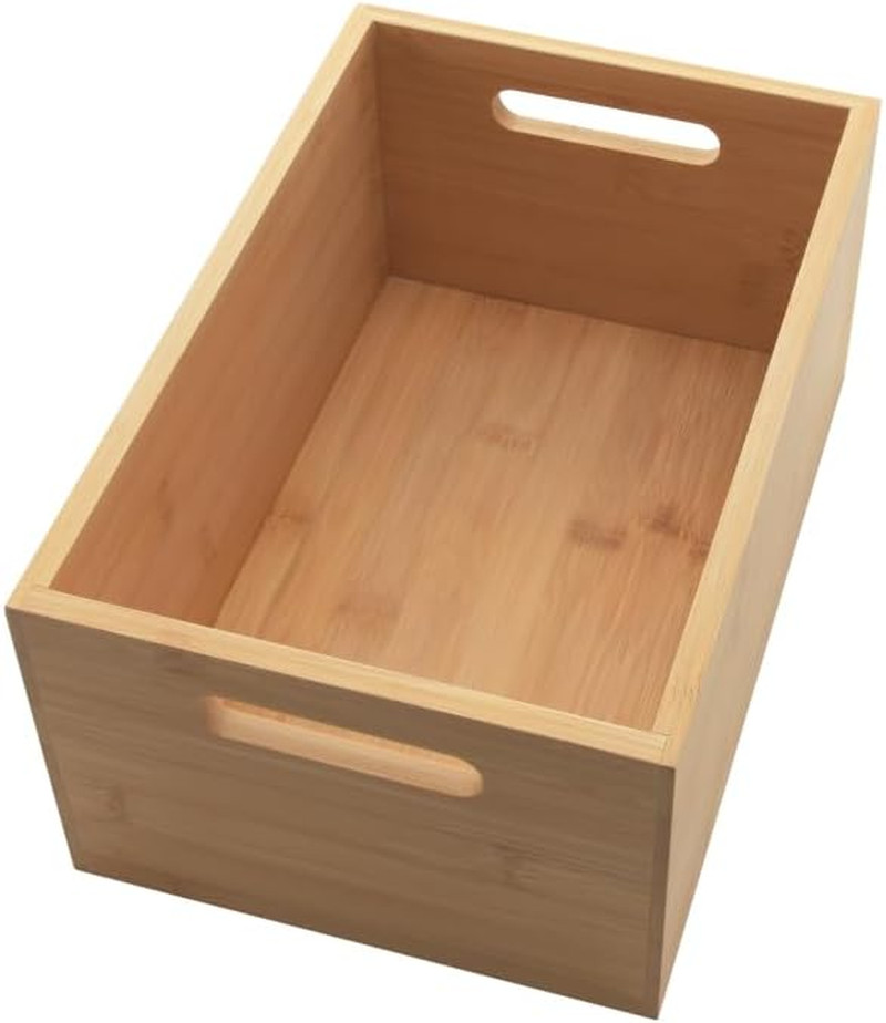 Large Bamboo Storage Boxes with Handle for Home and Office Organization