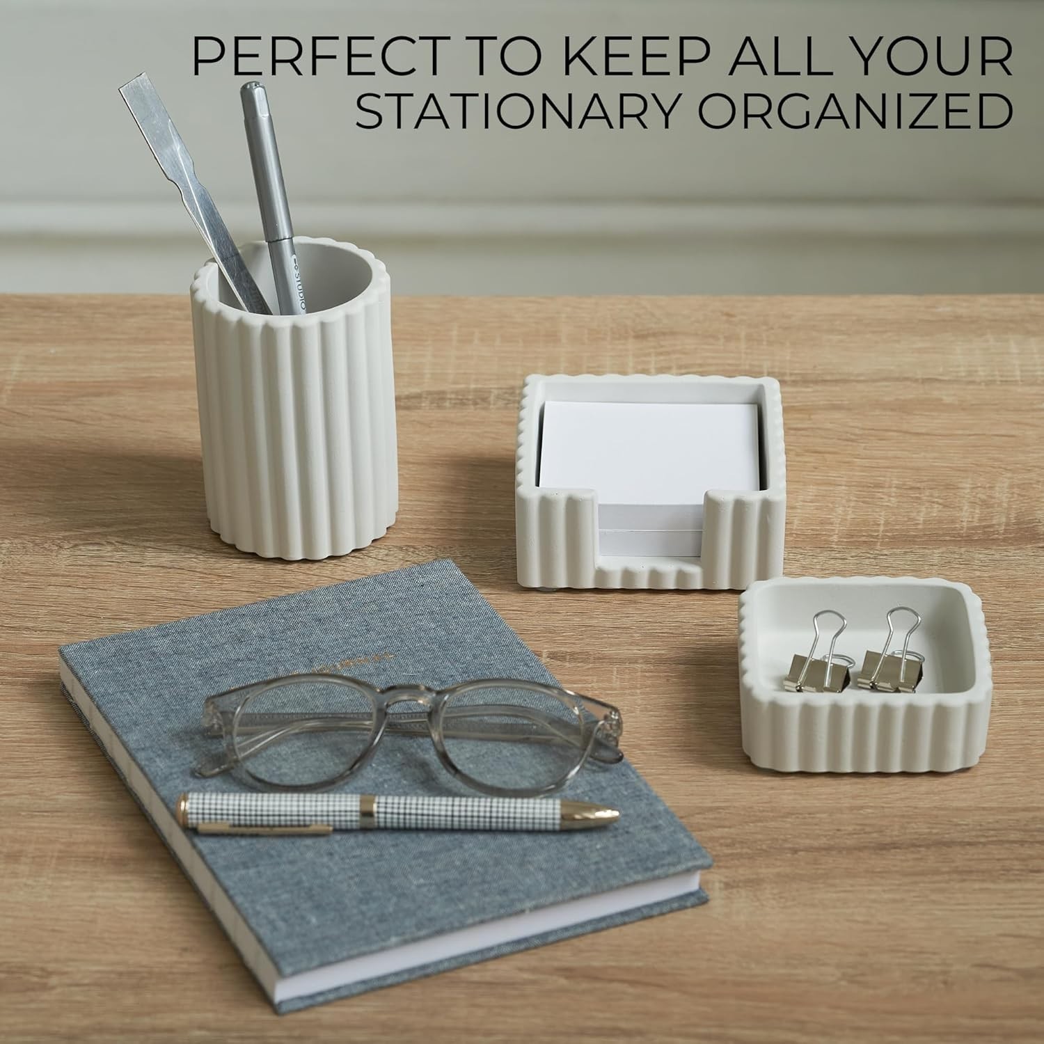 3-Piece Concrete Desk Accessories – Enhance Style & Organization Effortlessly