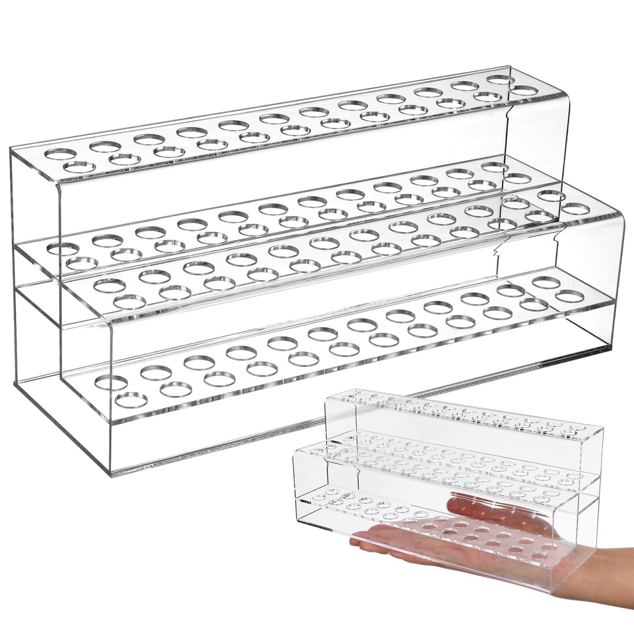 Cabilock 48-Slots Pen Display Stand, 2 Tier Clear Acrylic 24x10cm,