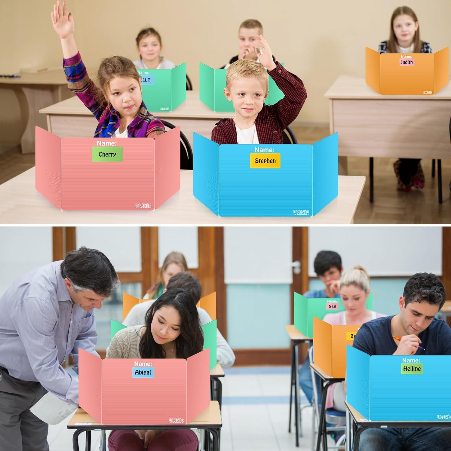 Colorful 24-Pack Desk Dividers for Students, Durable Plastic Study Carrel Divide