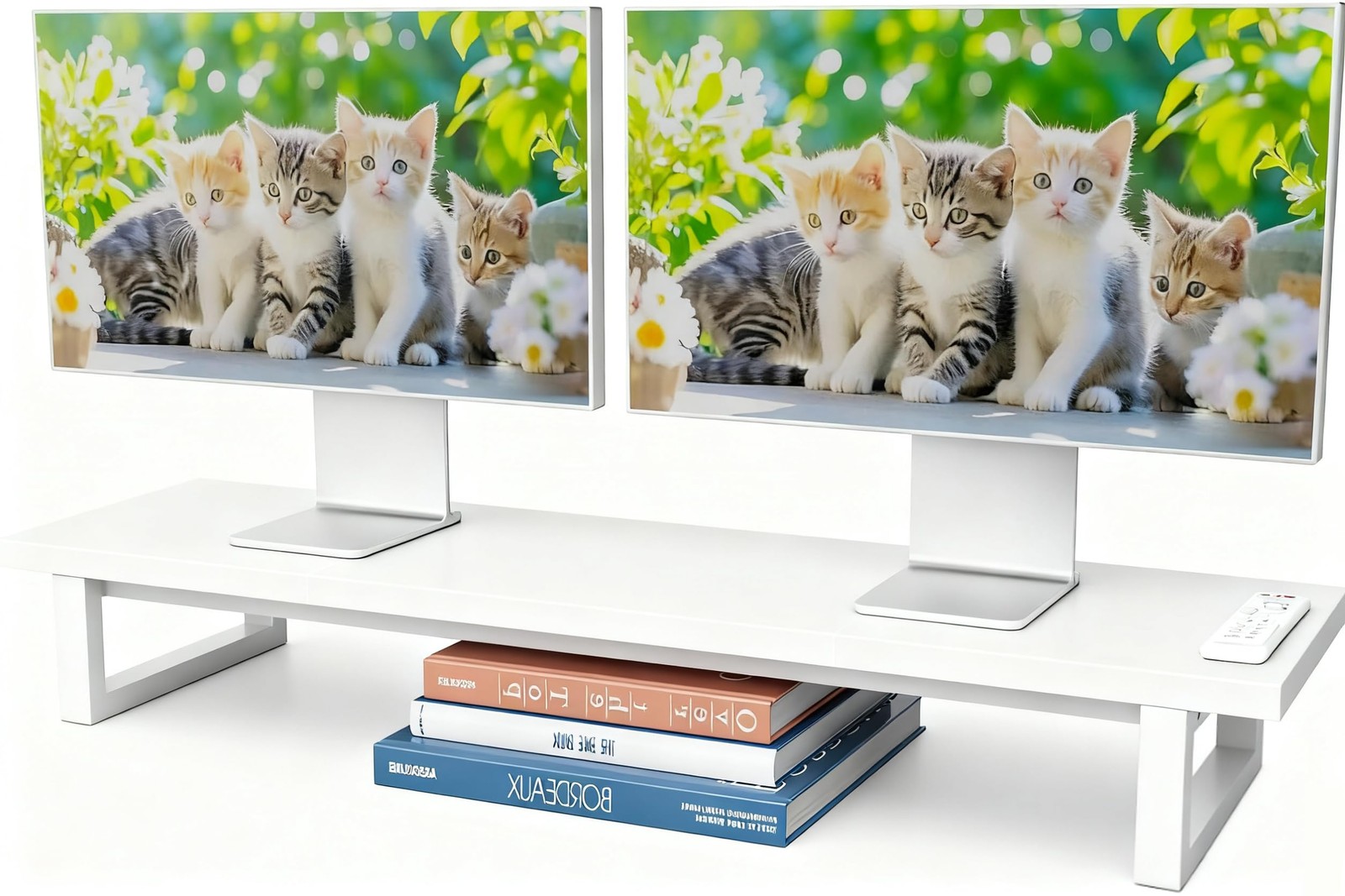 Simple Trending Dual Monitor Stand Riser with 2 38″W x 10.25″D x 5″H, White